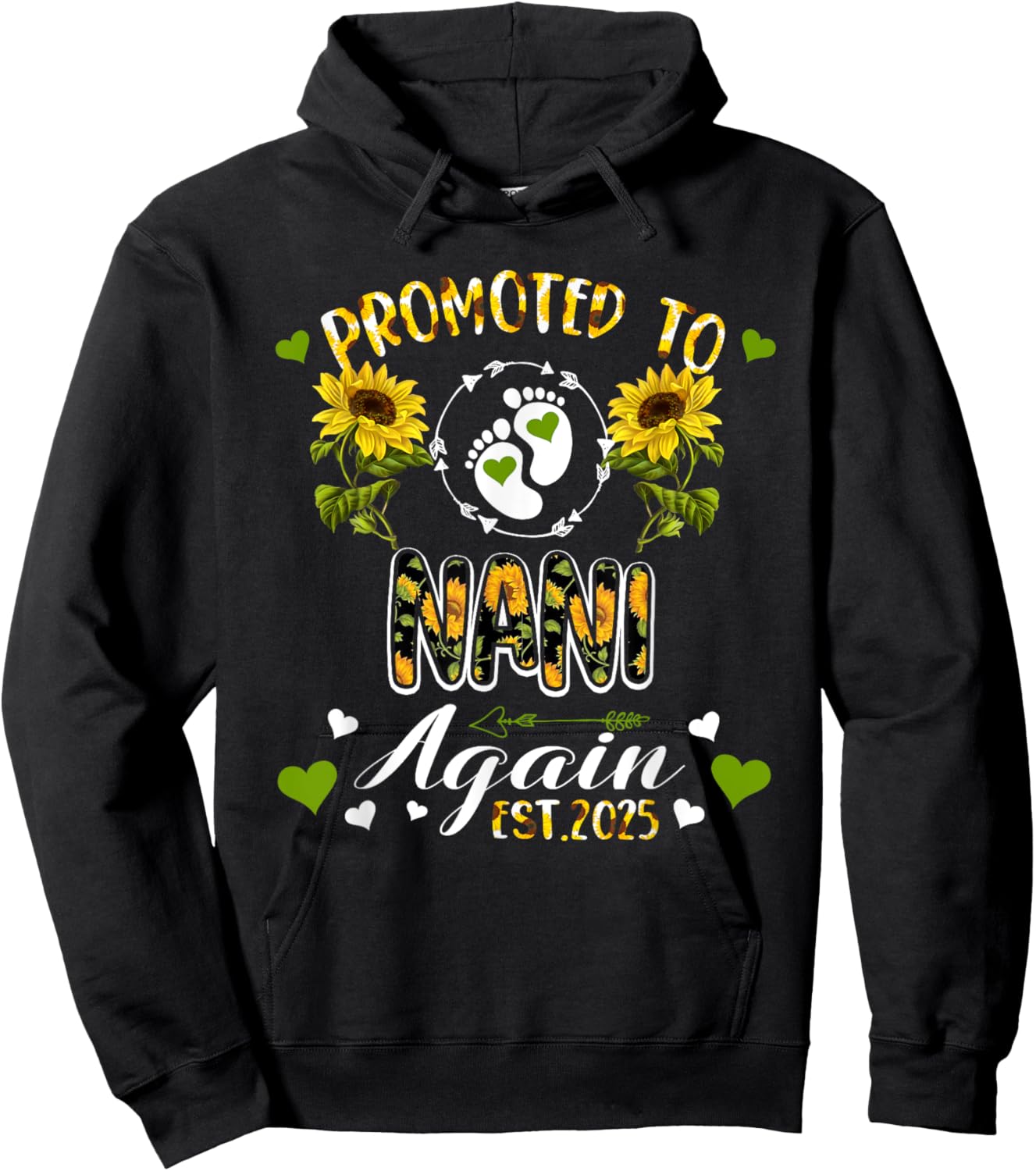 Promoted to Nani Again 2025 Pregnancy Hoodie - Hoodie | Black