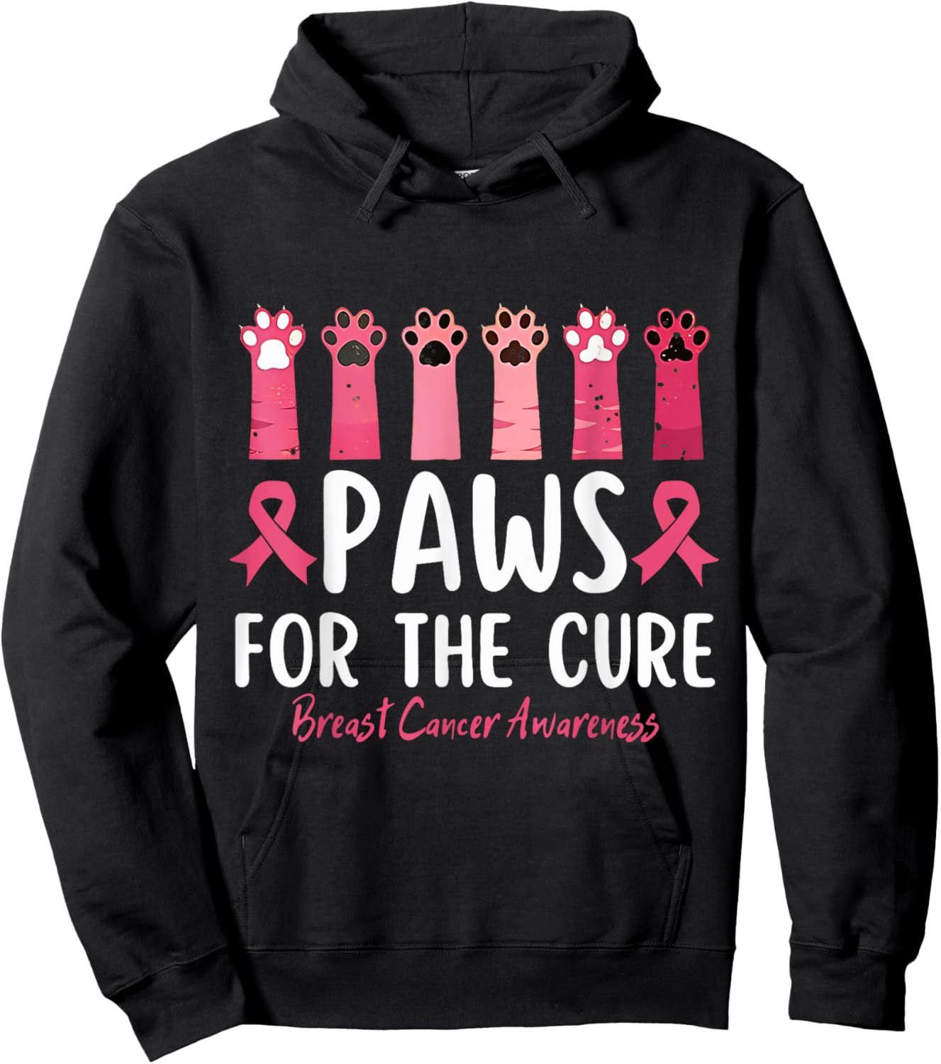 Paws For The Cure Breast Cancer Awareness Hoodie - Hoodie | Black