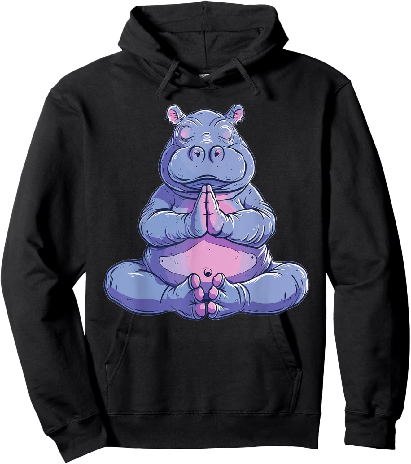 Cute Hippo Yoga Hoodie - Hoodie | Black