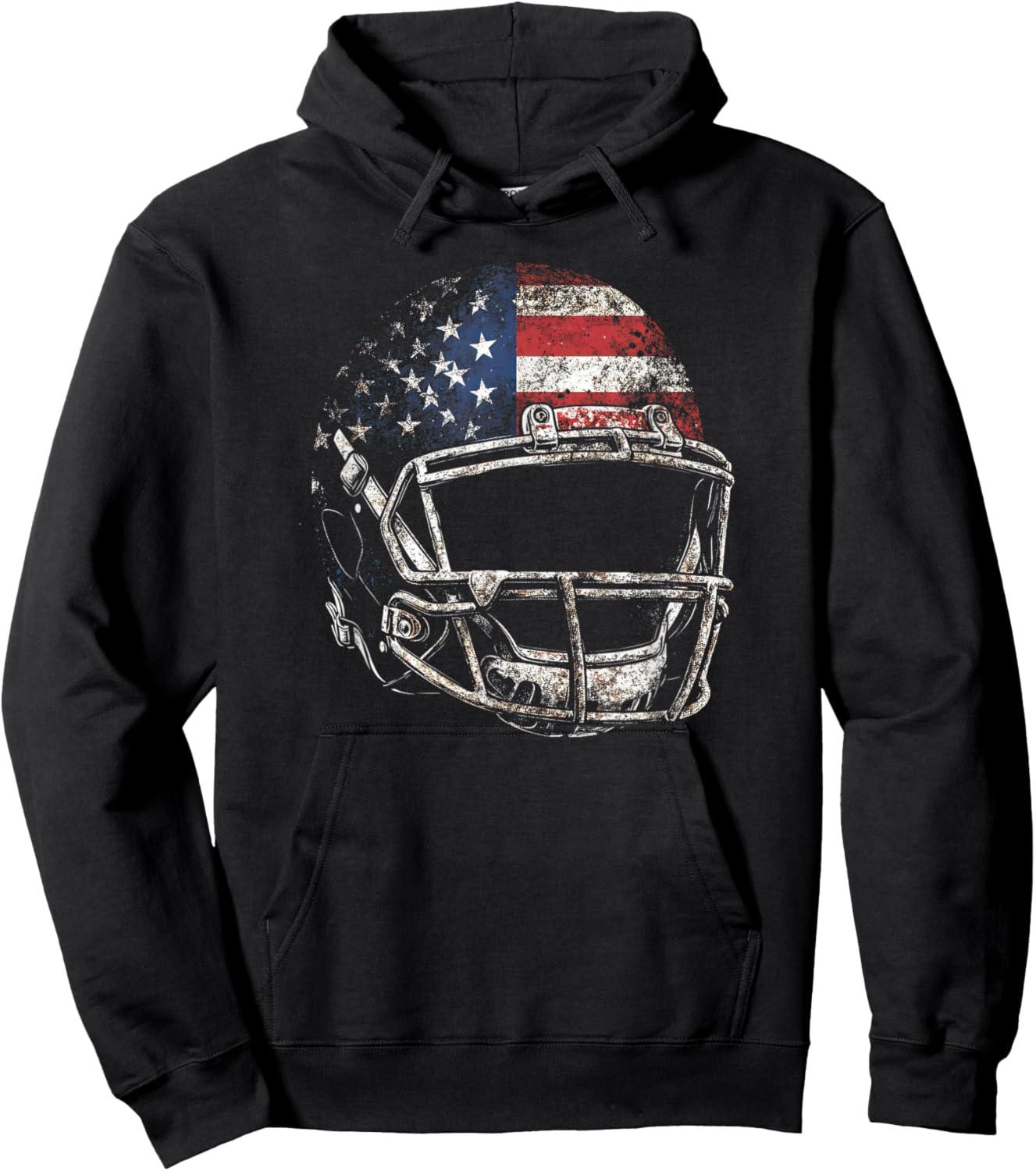 American Football Players Helmet US Flag Hoodie - Hoodie | Black
