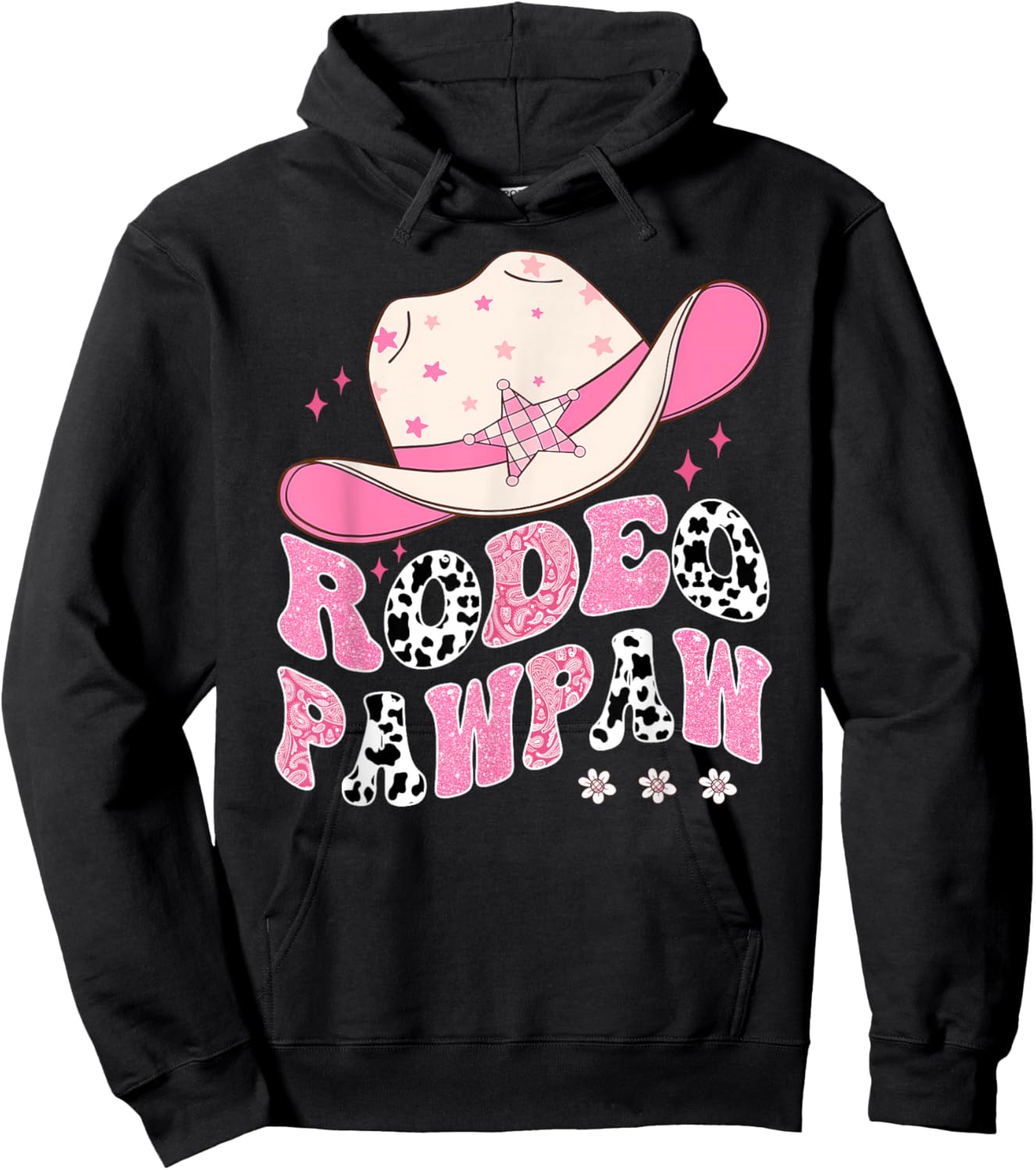 Rodeo Pawpaw Pink CowGirl 1St Birthday Family Matching Hoodie - Hoodie | Black