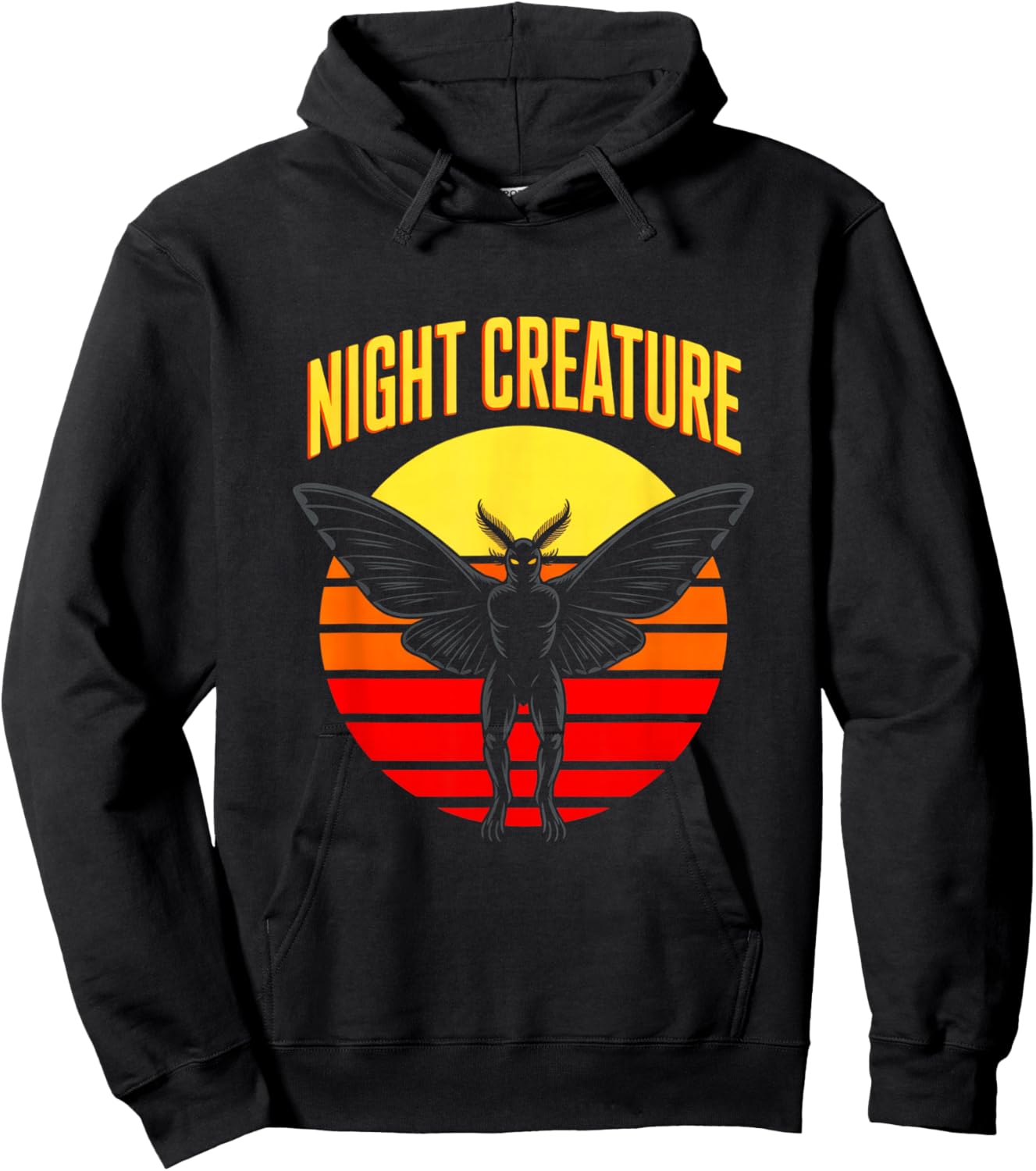Night Creature Retro Horror Mothman Cryptid Hoodie - Hoodie | Black