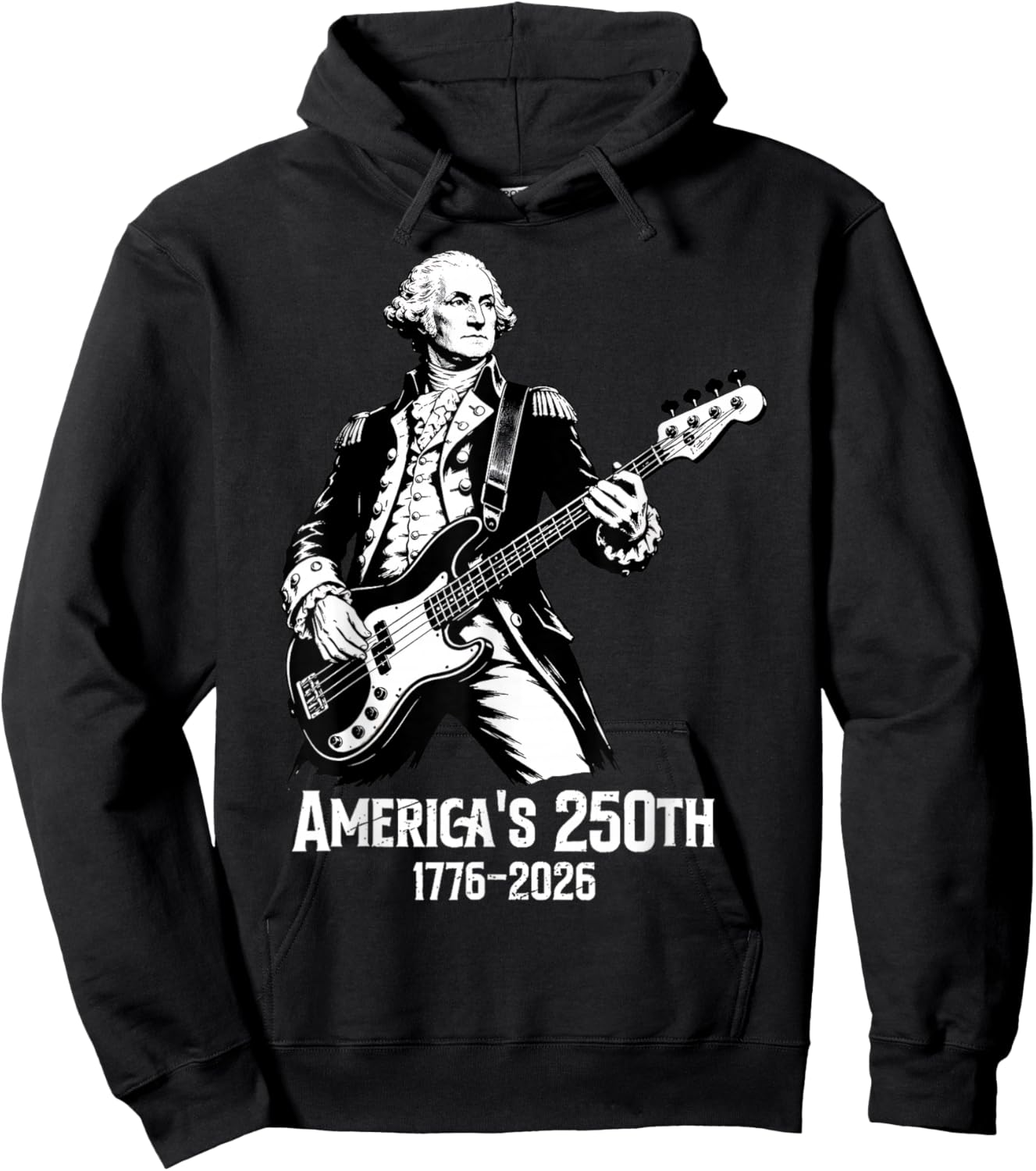George Washington Playing Guitar 4th July 250th Anniversary Hoodie - Hoodie | Black