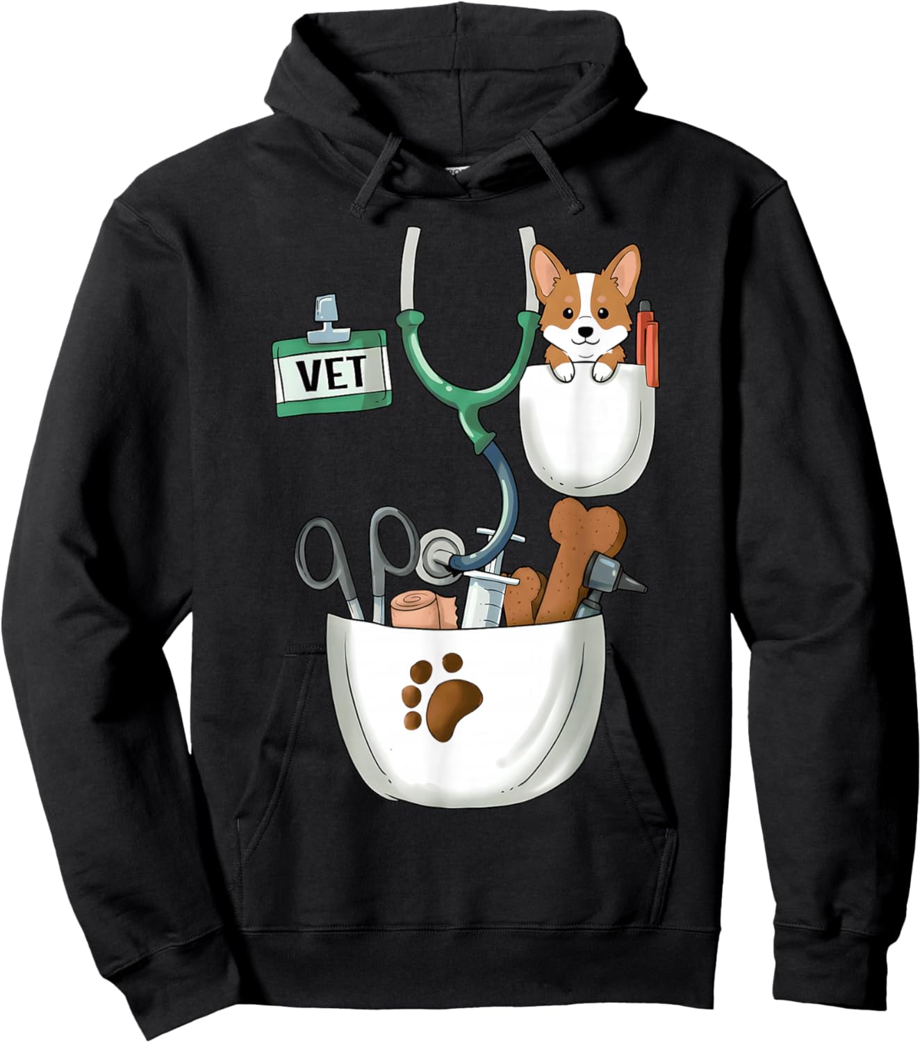 Outils de médecine vétérinaire et Chiot Corgi Hoodie - Hoodie | Black