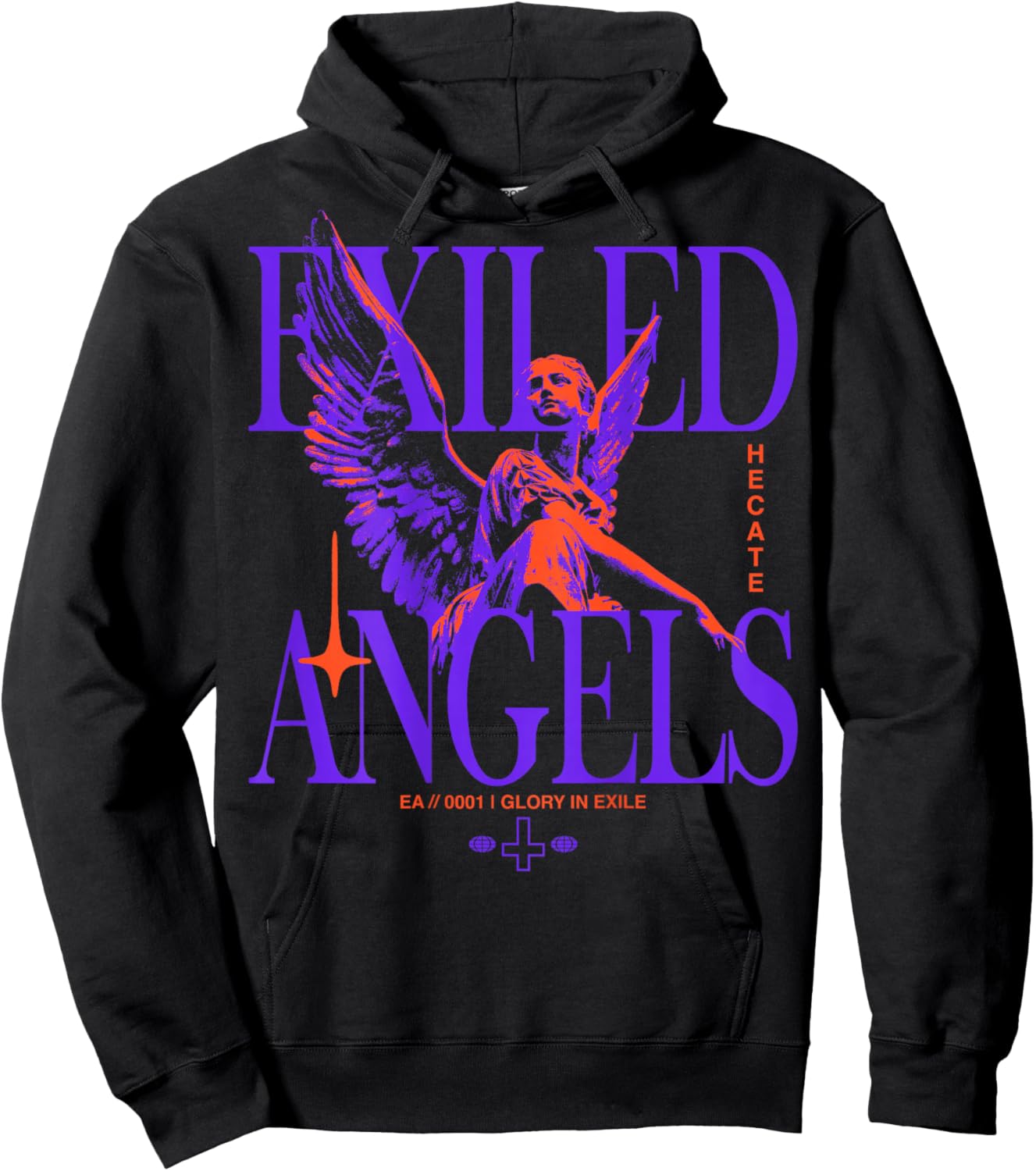 Angel Vintage Streetwear Urban Hip Hop Y2K Back Print Hoodie - Hoodie | Black