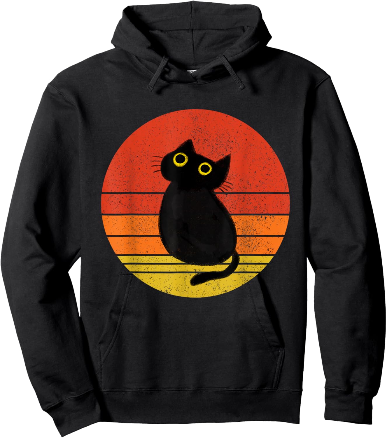 Cute Black Cat Vintage Sunset Cat Lover Cat Owner Hoodie - Hoodie | Black