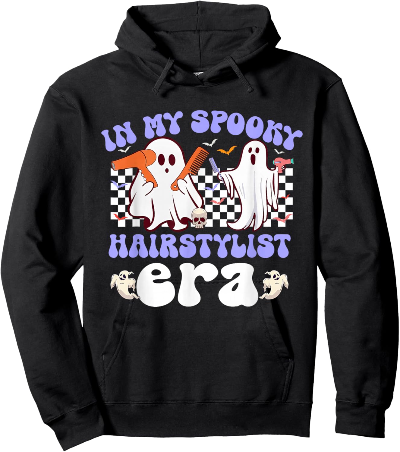 Hippie Groovy in My Spooky Hairstylist Era Ghost Halloween Hoodie - Hoodie | Black