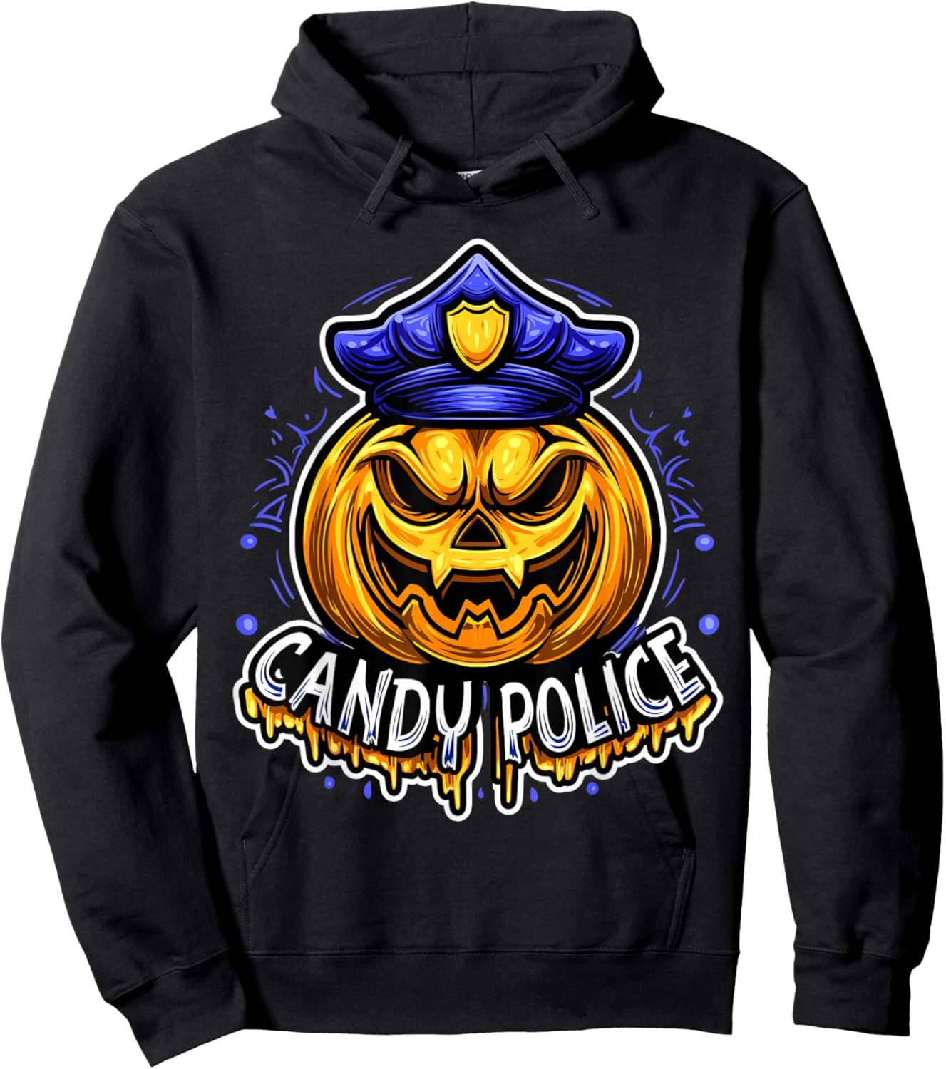 Candy Police Halloween Shirts Pumpkin Security Costume Hoodie - Hoodie | Black