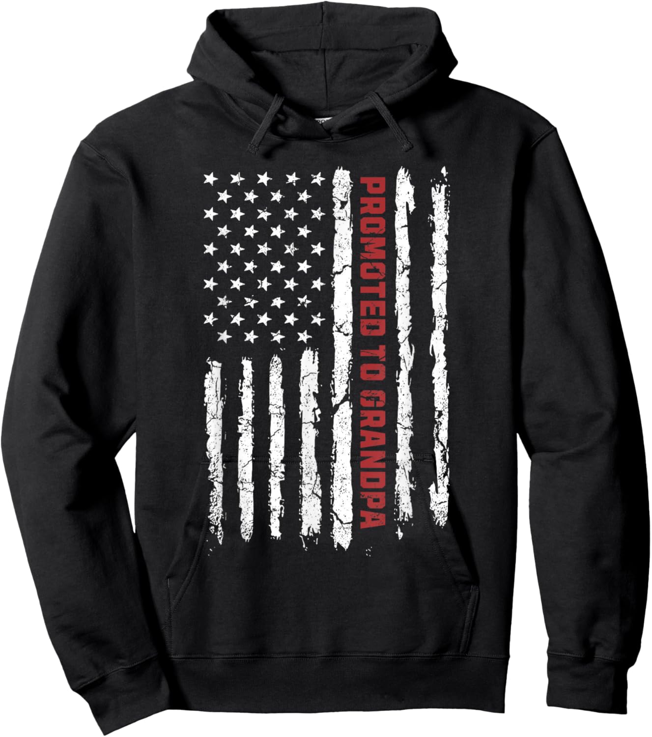 Promoted To Grandpa, First Time Grandpa American Flag Hoodie - Hoodie | Black