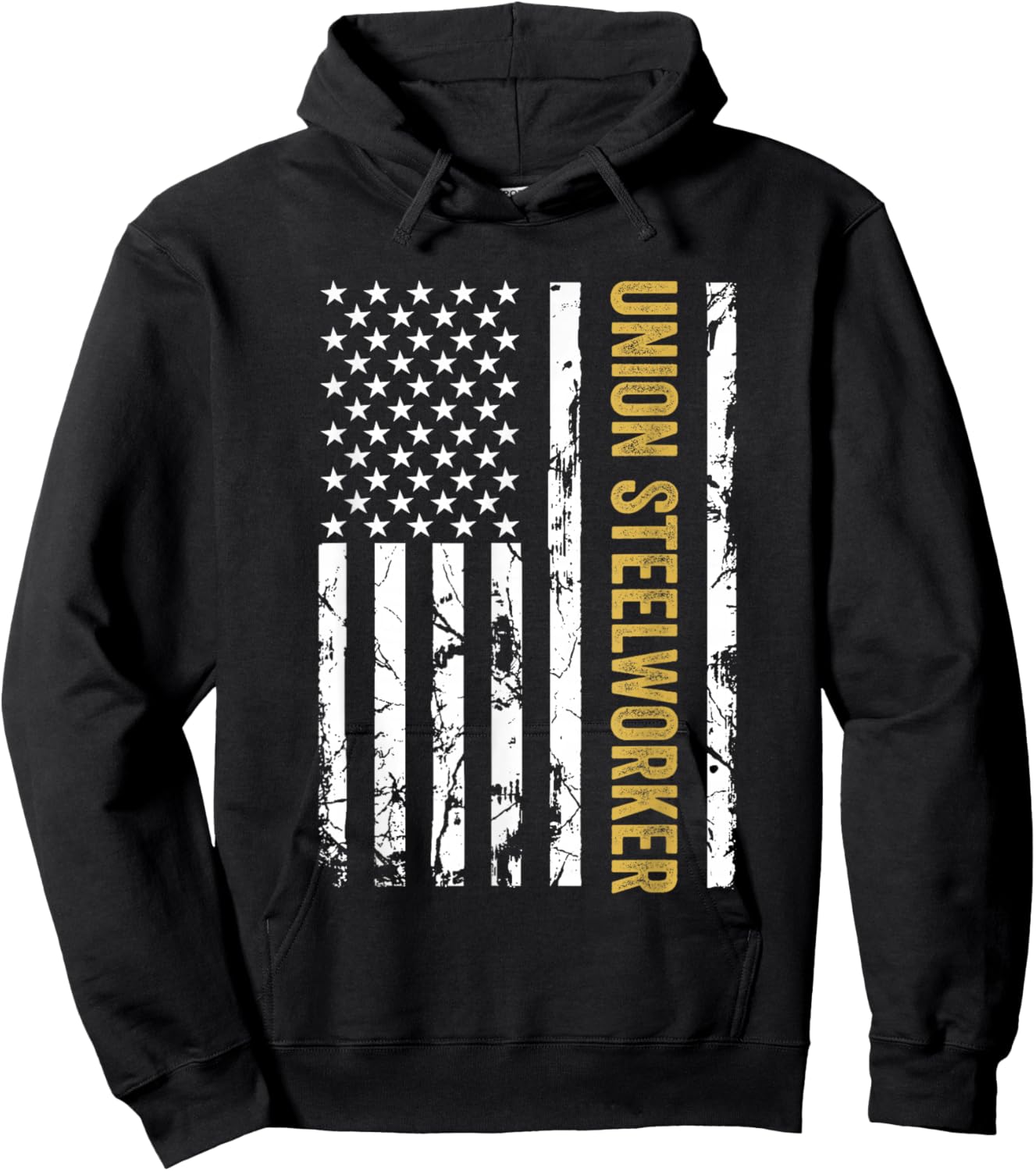 Union Steelworker USA American Flag Pro Union Workers Rights Hoodie - Hoodie | Black