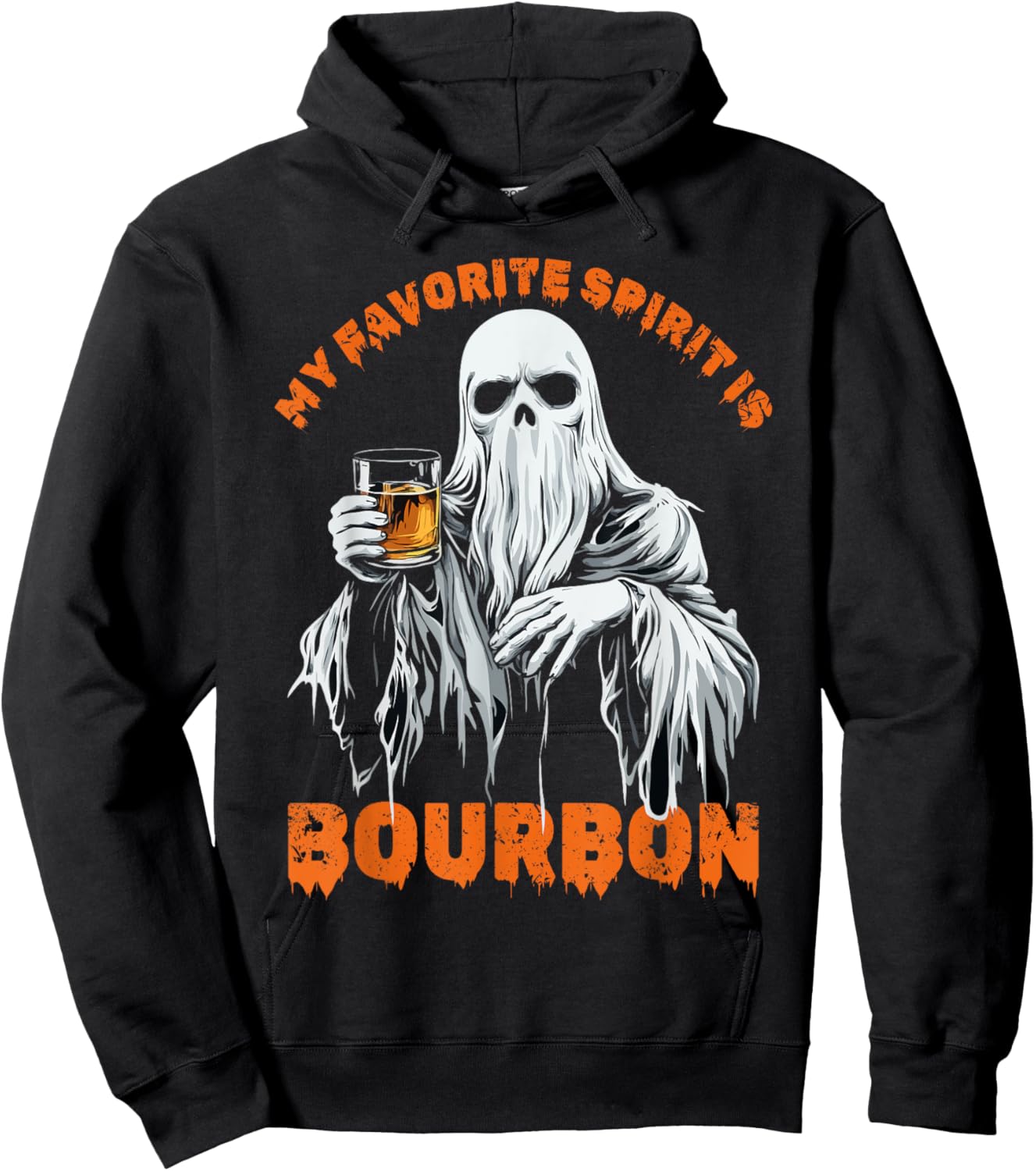 My Favorite Spirit Is Bourbon Halloween Ghost Costume Hoodie - Hoodie | Black