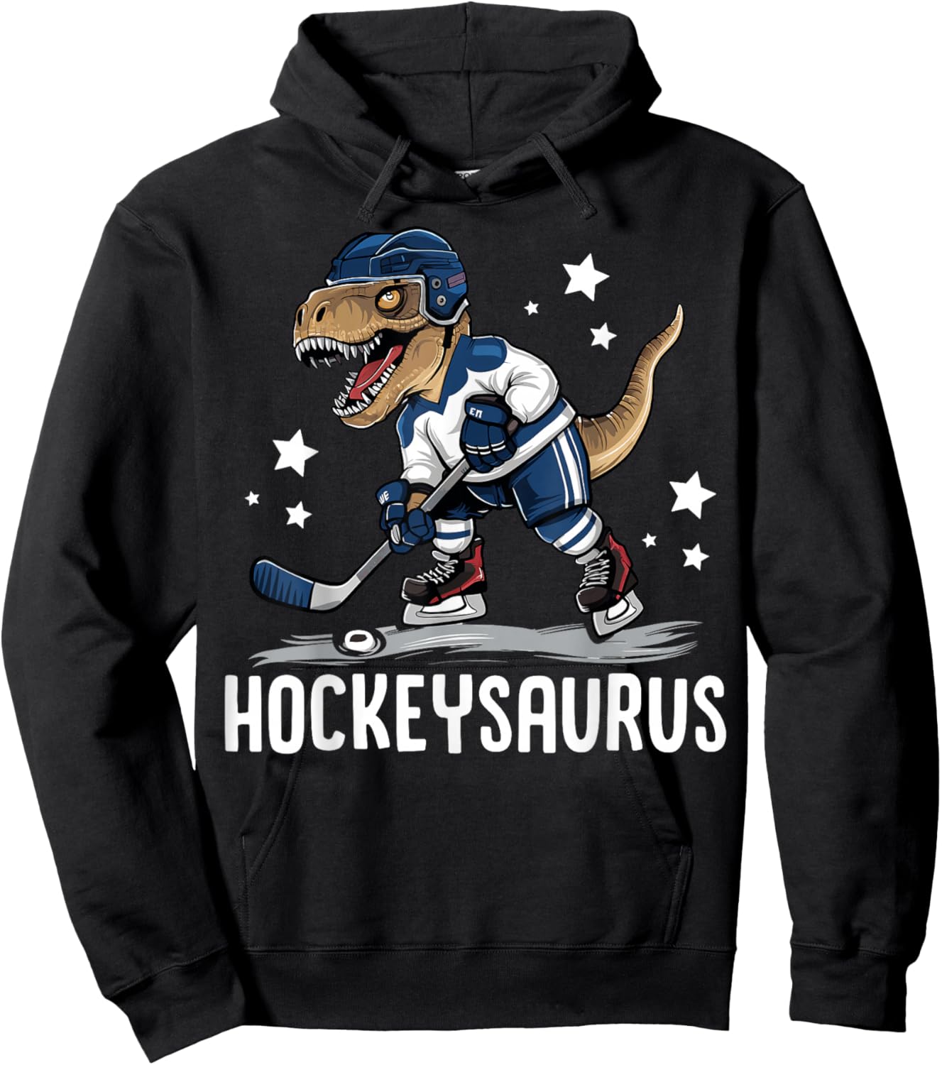 Hockeysaurus Funny Dinosaur Hockey Kids Hockey Boy Hoodie - Hoodie | Black