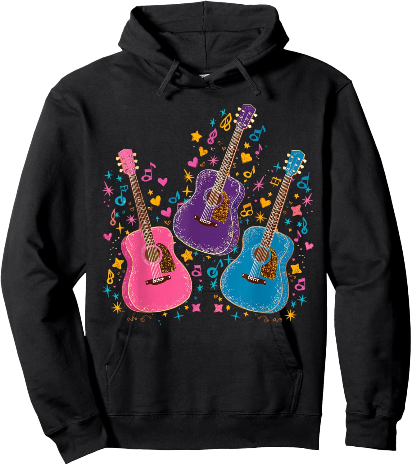 Musical Acoustic Guitars Hoodie - Hoodie | Black
