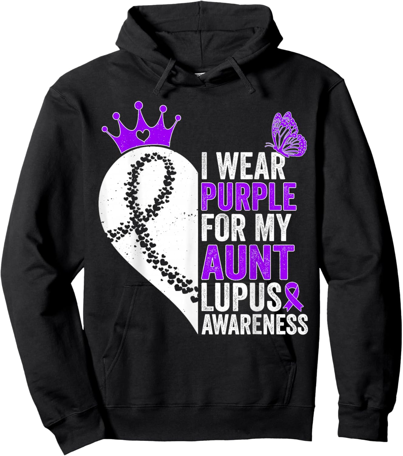 I Wear Purple for my Aunt Lupus Awareness Hoodie - Hoodie | Black