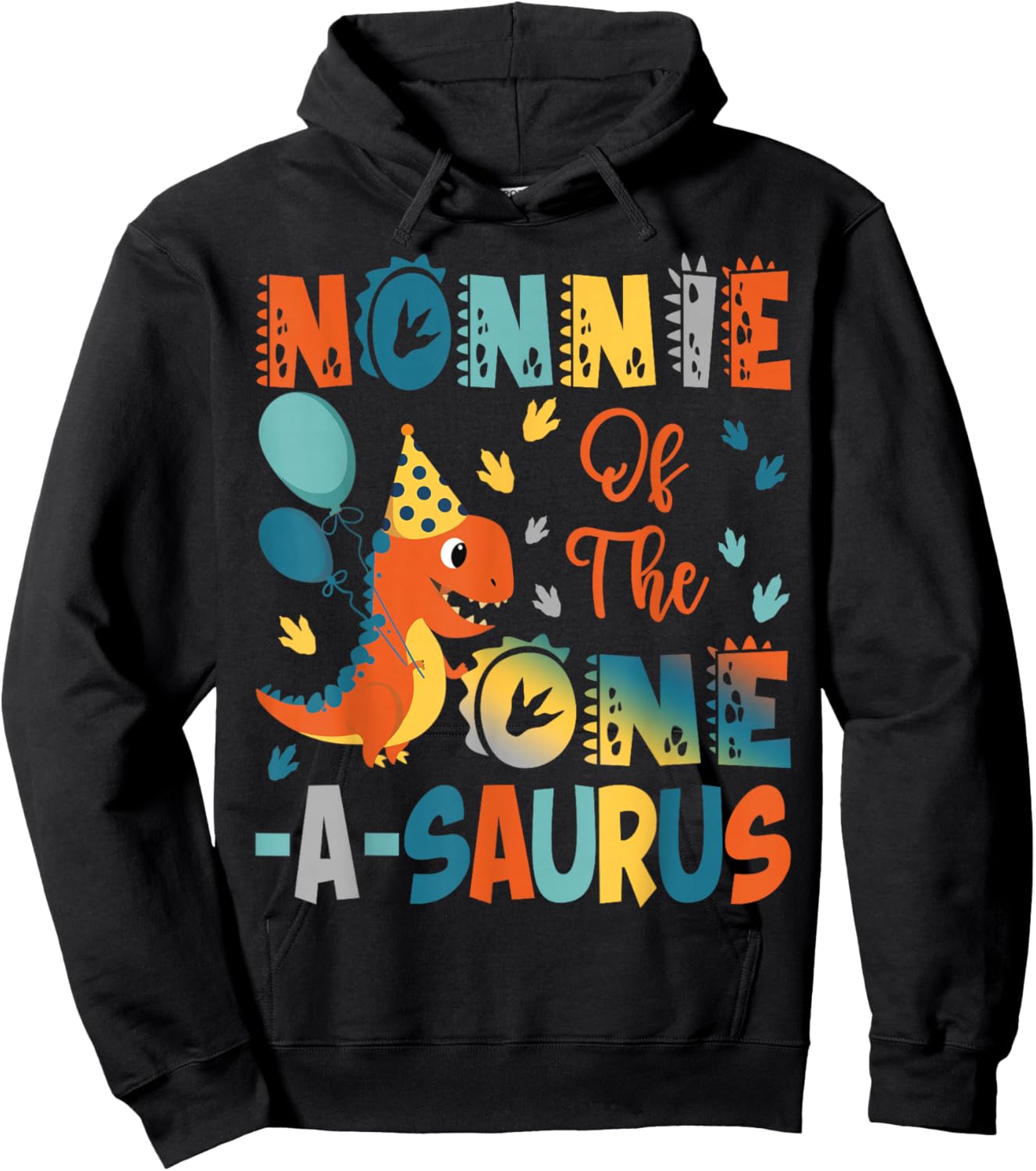 Nonnie Of The One-A-Saurus 2Nd Birthday Dinosaur Party Hoodie - Hoodie | Black