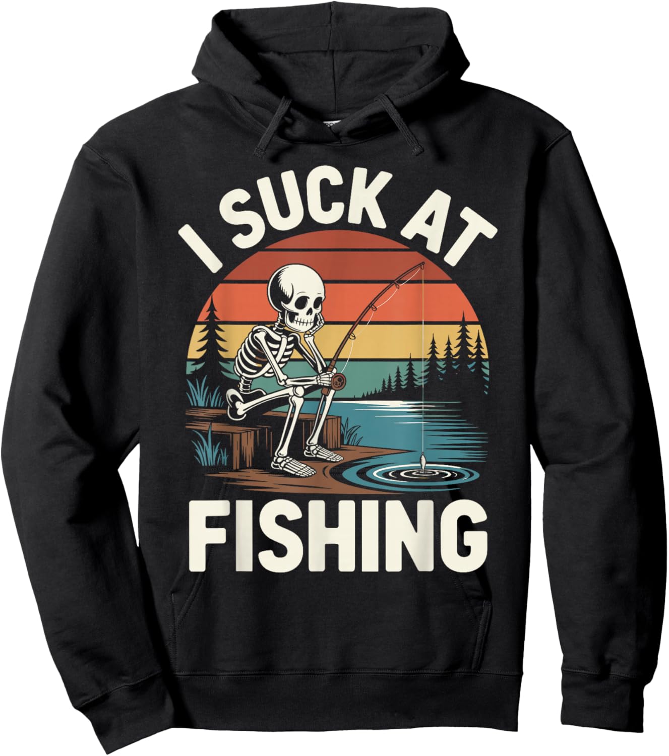 I Suck At Fishing Fisherman Joke Skeleton Bass Fishing Hoodie - Hoodie | Black