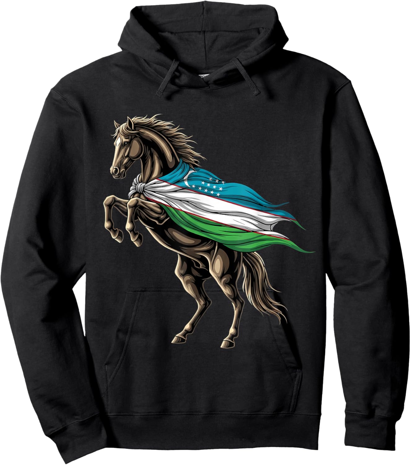 Uzbekistan Flag Horse Uzbek Roots Hoodie - Hoodie | Black