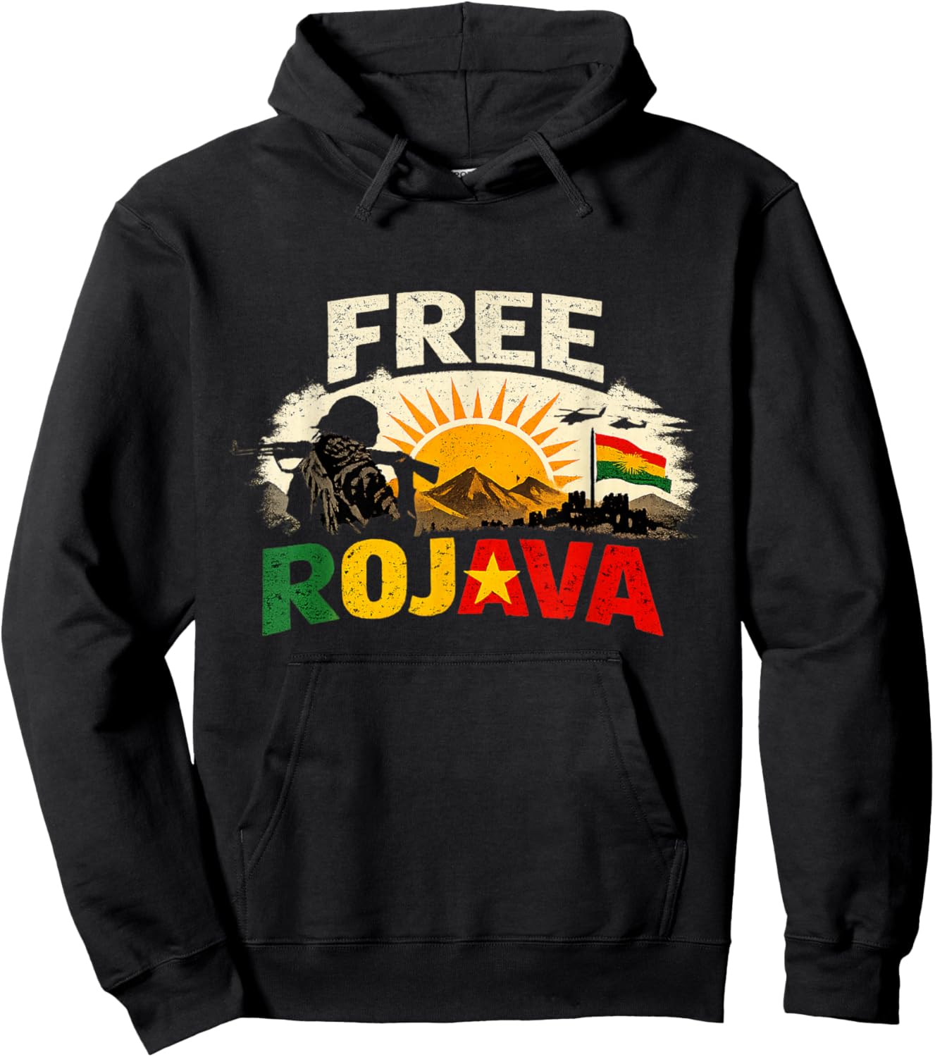 Free Rojava Kurdistan Hoodie - Hoodie | Black