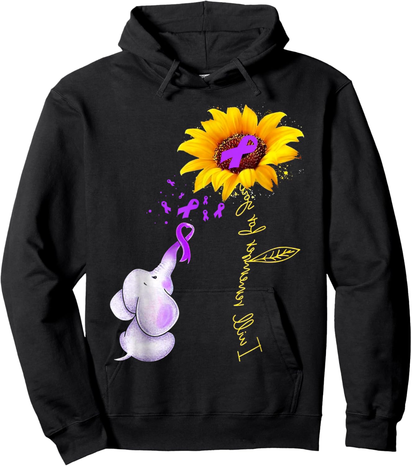 I'll Remember For You Purple Elephant Alzheimer's Awareness Hoodie - Hoodie | Black