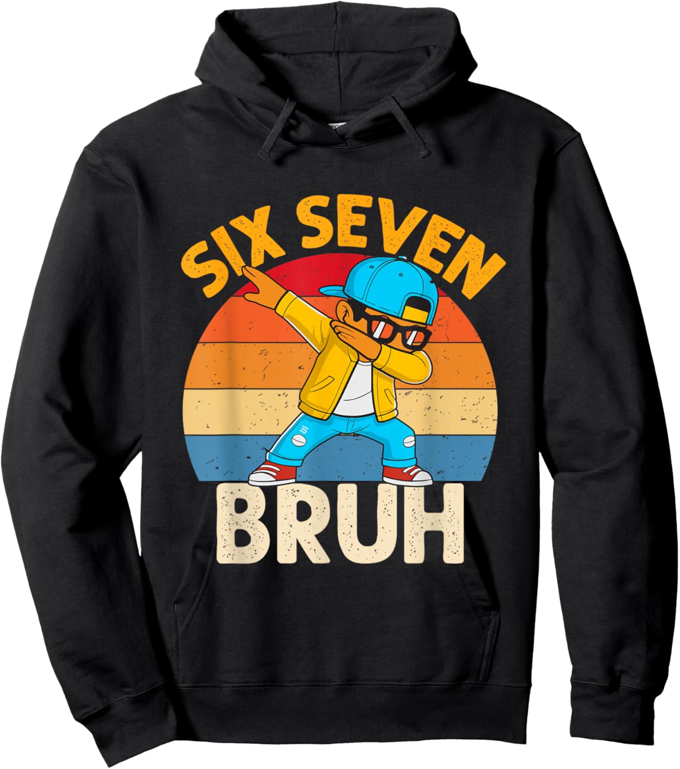 Six Seven Bruh Dabbing 67 Meme 6 7 Numbers Funny Boys Kids Hoodie - Hoodie | Black
