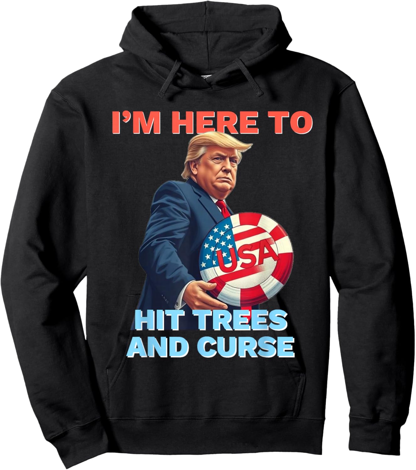 Disc Golf Shirt Funny Hit Trees and Curse Retro Disc Golf Hoodie - Hoodie | Black