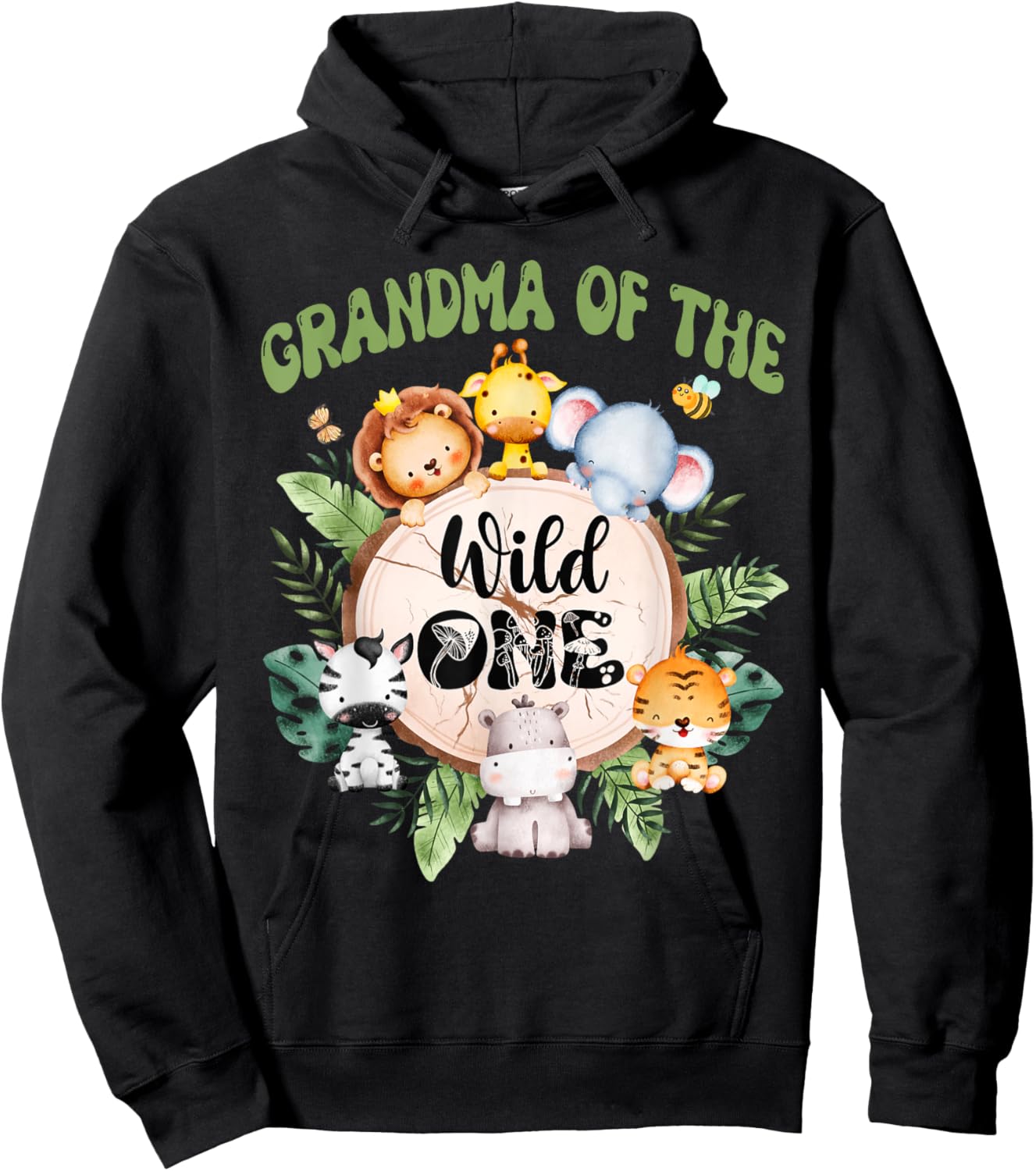 Grandma Of The Wild One 1st Birthday Safari Family Matching Hoodie - Hoodie | Black