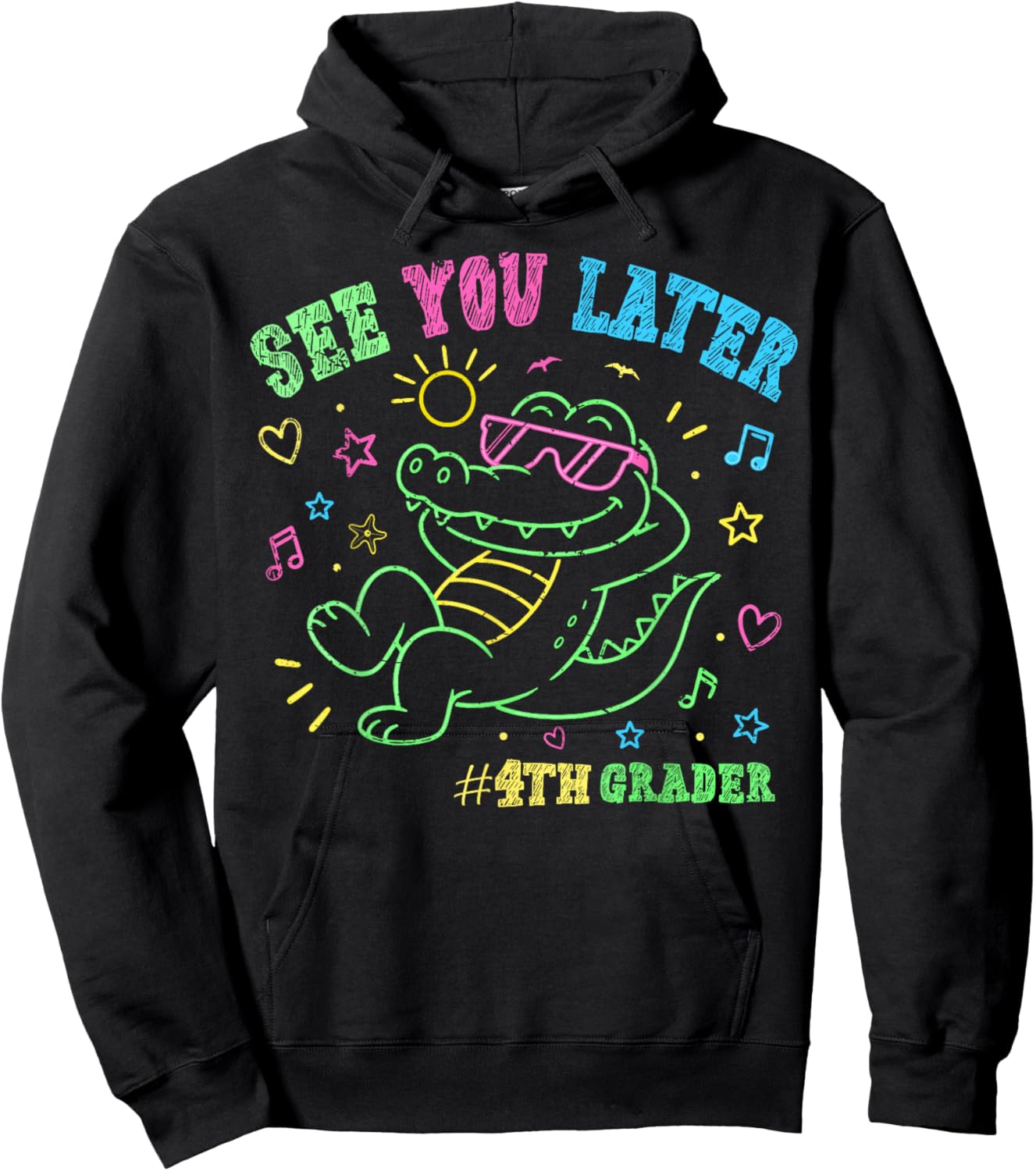 See You Later 4th Fourth Grader End of School Alligator Kids Hoodie - Hoodie | Black