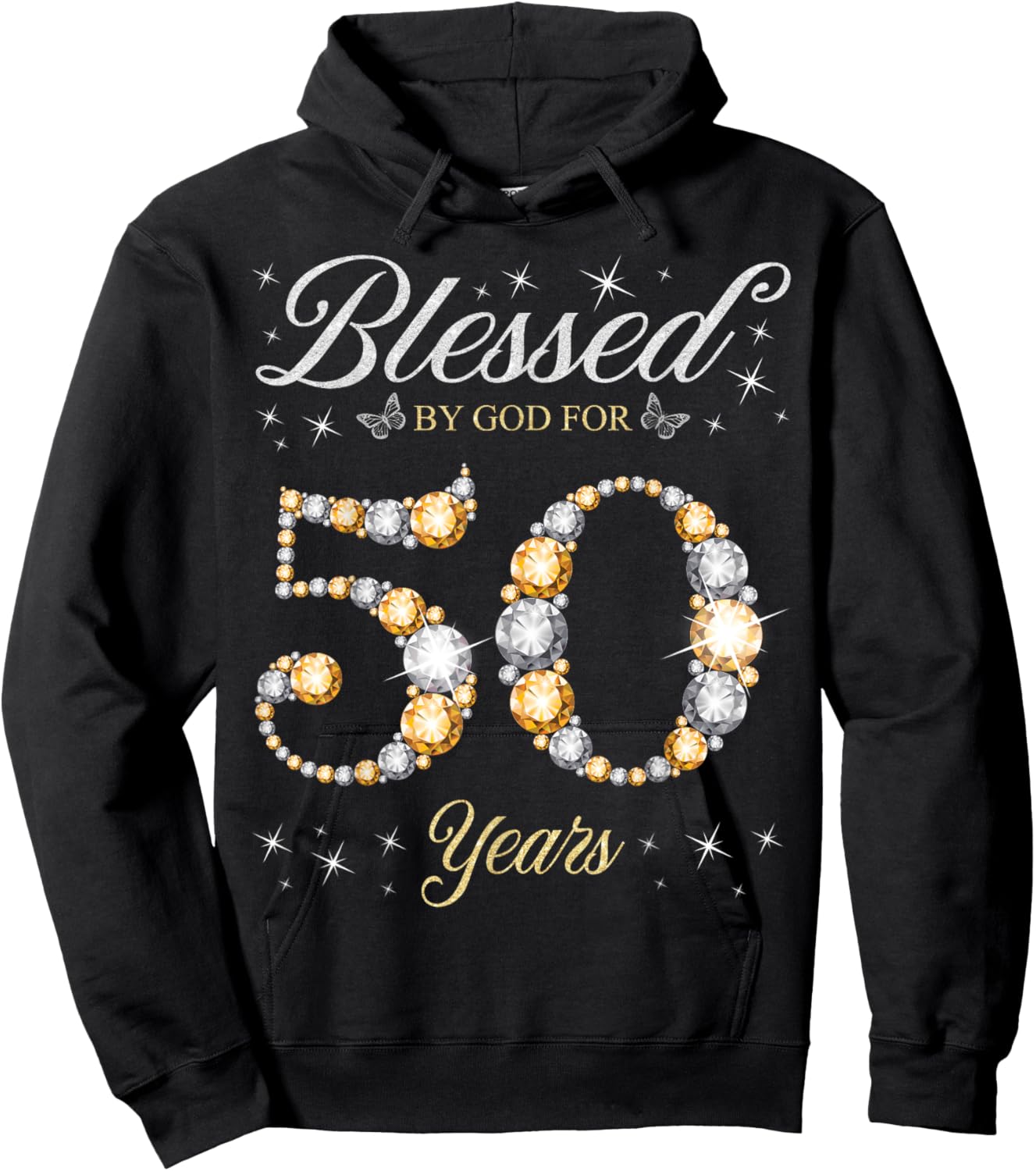 Blessed By God For 50 Years Old 50th Birthday Party Hoodie - Hoodie | Black