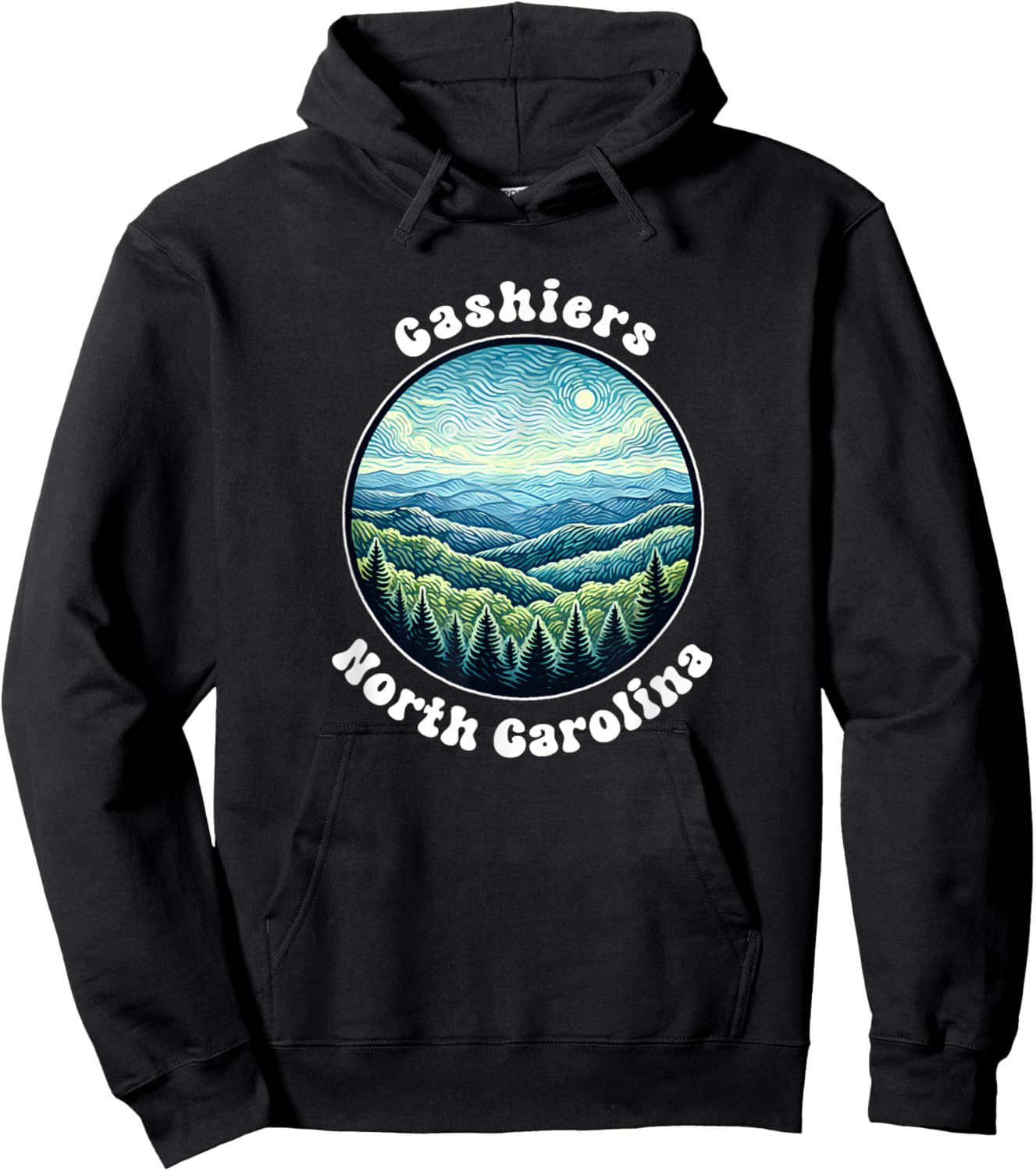 Cashiers North Carolina Mountains Forest Vacation Souvenir Hoodie - Hoodie | Black