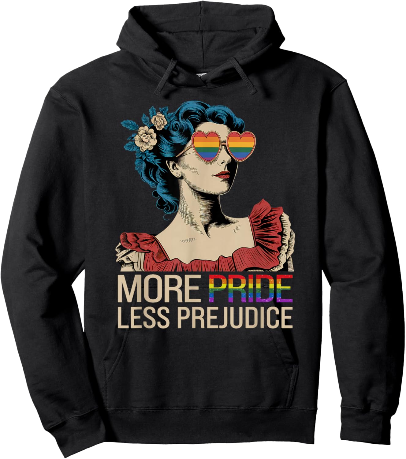 More Pride Less Prejudice Pride Month LGBTQ Hoodie - Hoodie | Black
