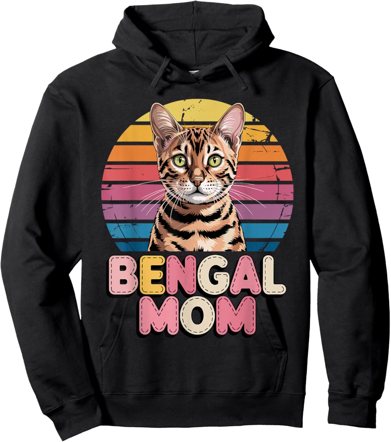 Retro Bengal Mom Hoodie - Hoodie | Black