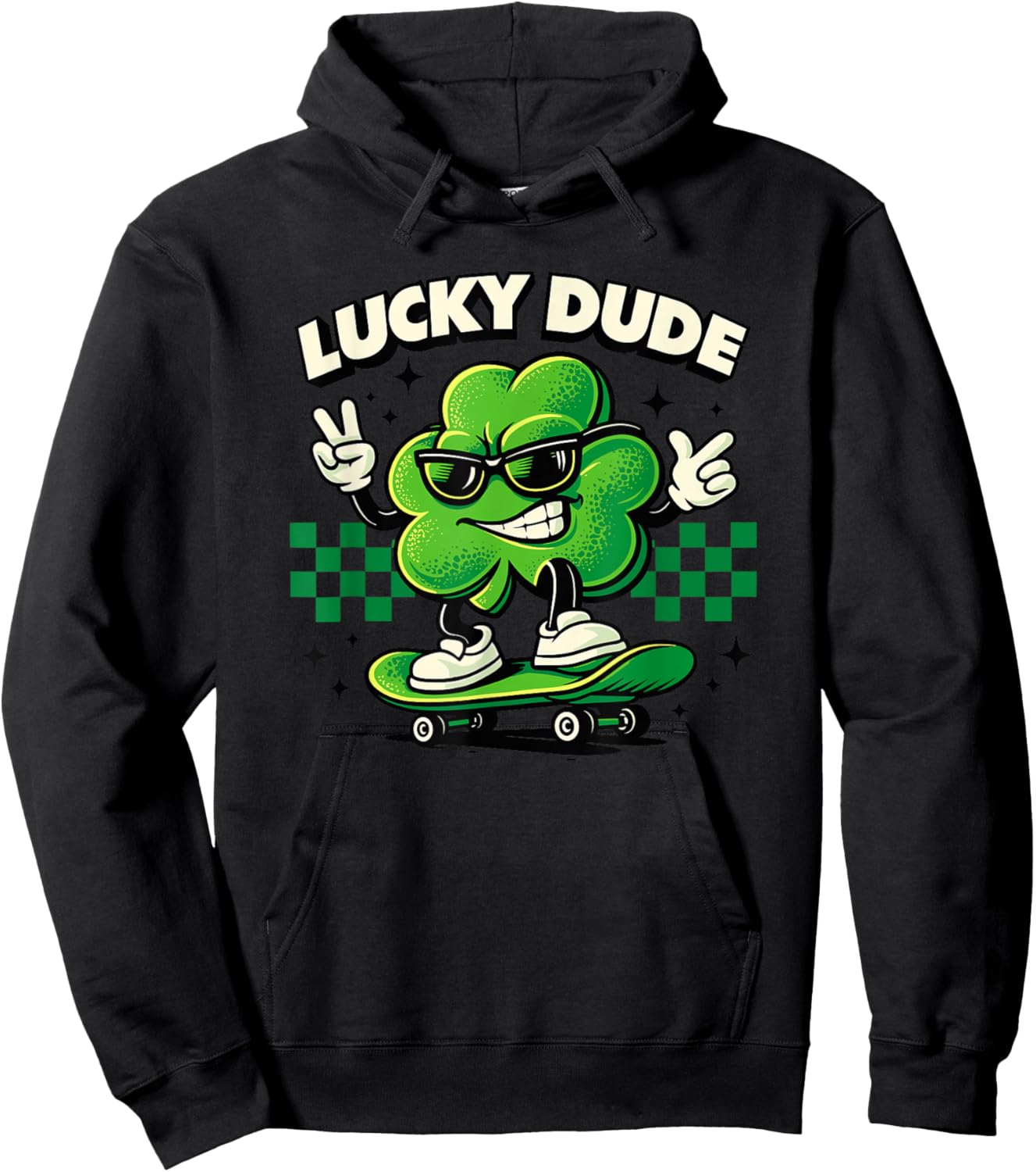 Lucky Dude Trèfle Patineur Trèfle St Patrick Hoodie - Hoodie | Black