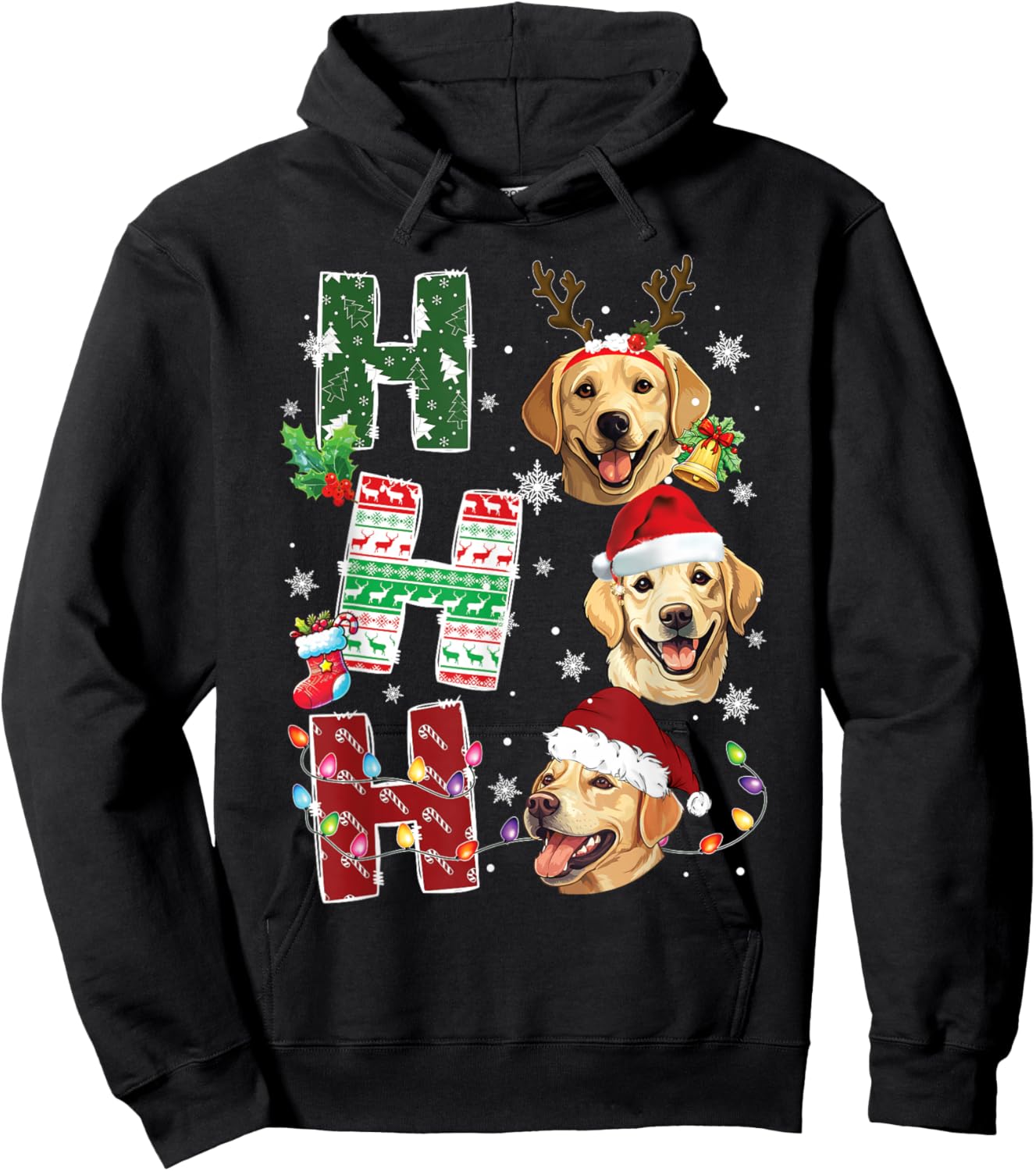 Ho Ho Ho Labrador Retriever Christmas Dogs Costume Pajamas Hoodie - Hoodie | Black