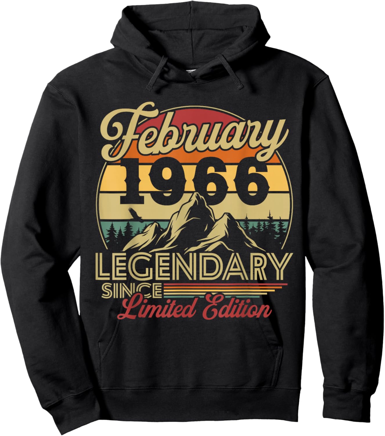 Vintage 60th Birthday Gift Born in February 1966 Hoodie - Hoodie | Black
