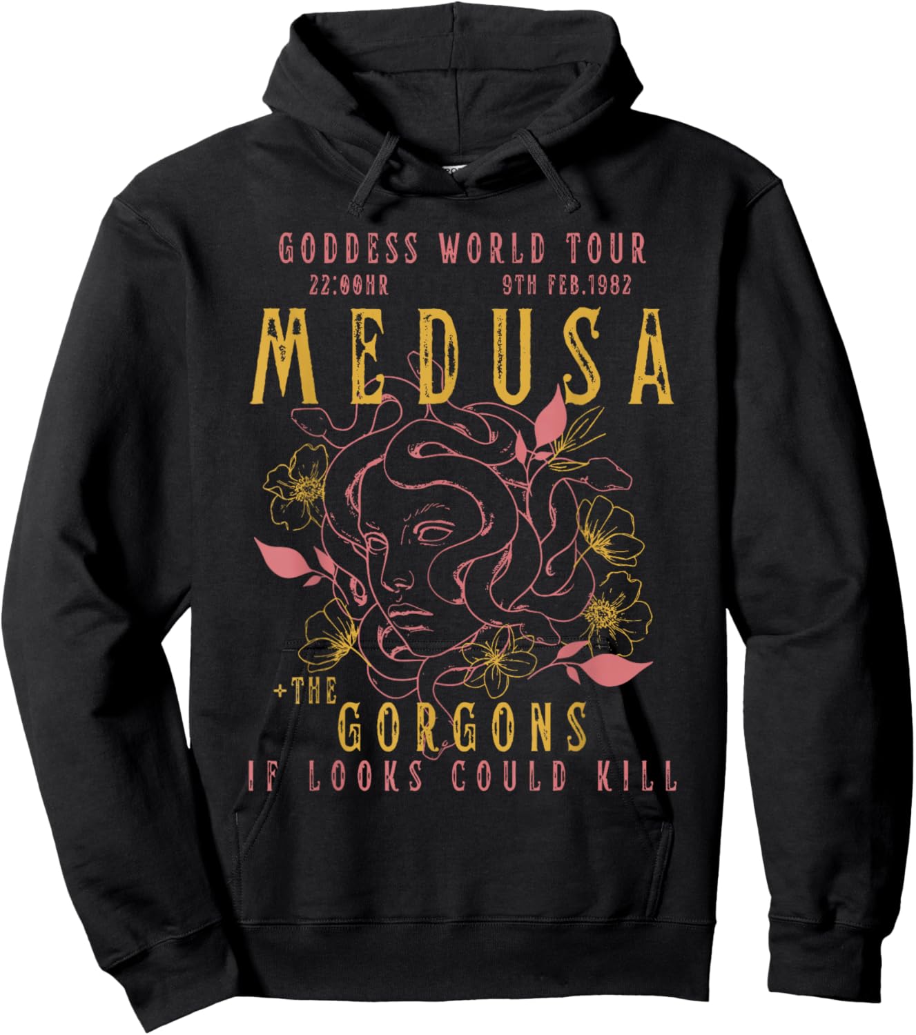 The Female Gaze Medusa Distressed Band | Goddess World Tour Hoodie - Hoodie | Black