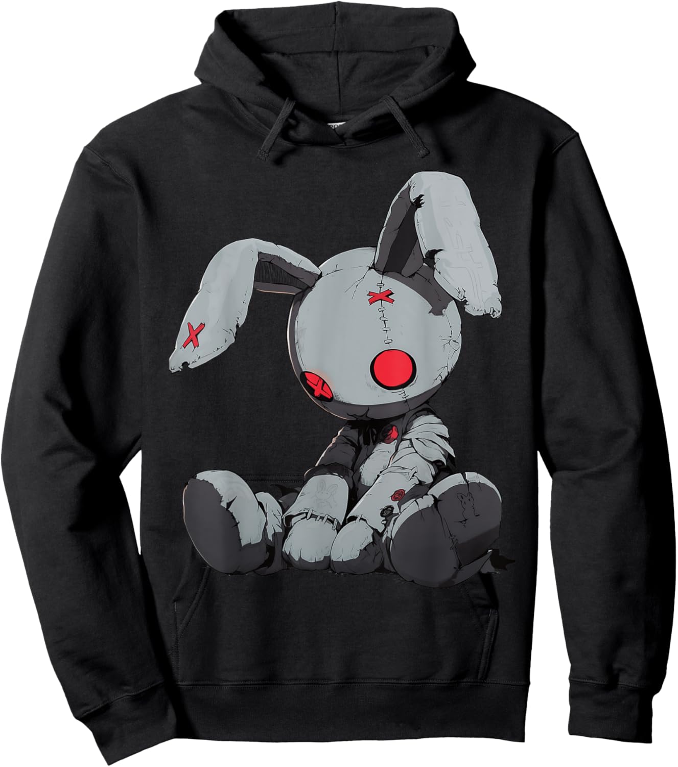 Dead Bunny Doll Goth Cute E-Girl Gothic Outfit Grunge Hoodie - Hoodie | Black