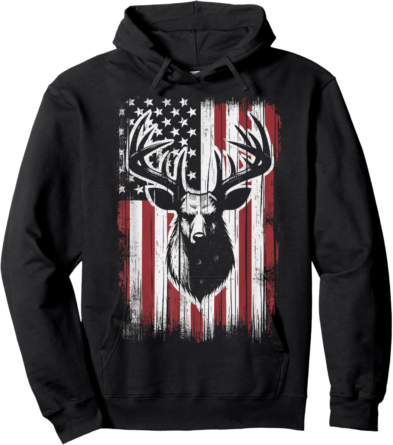 Deer Hunting American Flag Deer Hoodie - Hoodie | Black