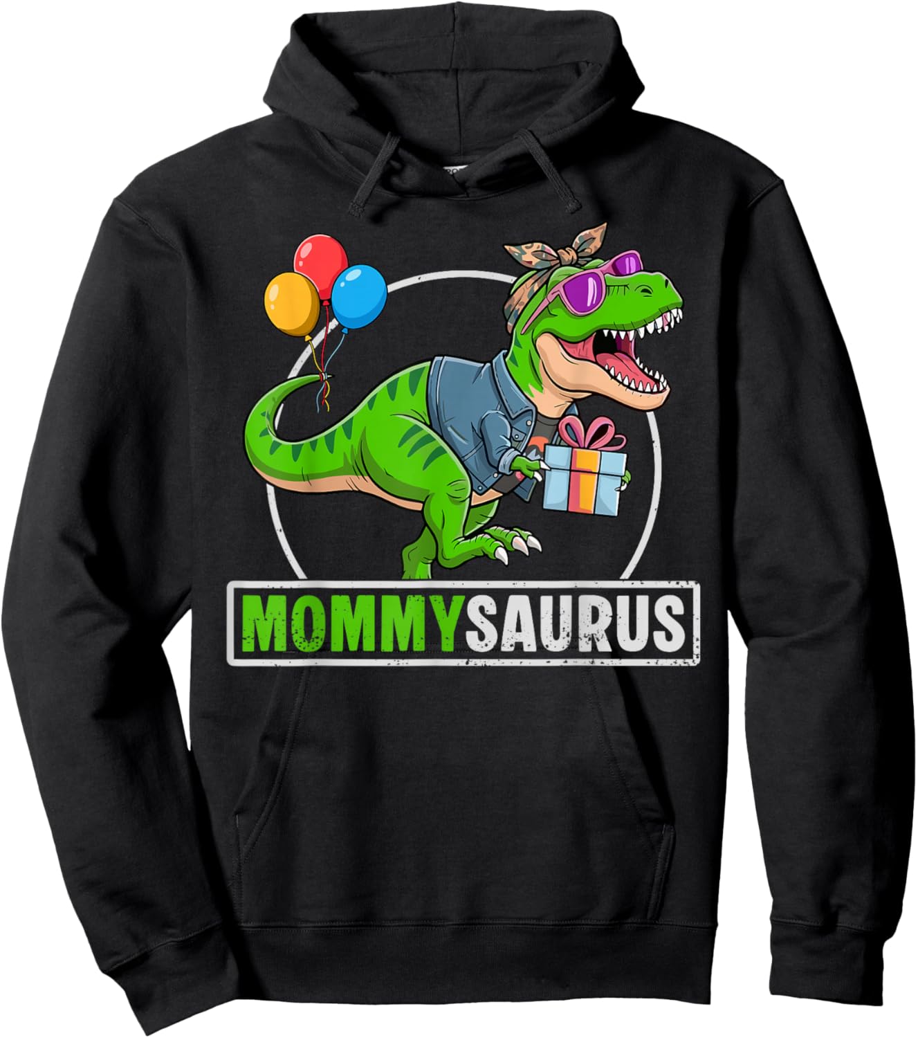 Mommysaurus T-Rex Dinosaur Mom Mama Saurus Family Matching Hoodie - Hoodie | Black