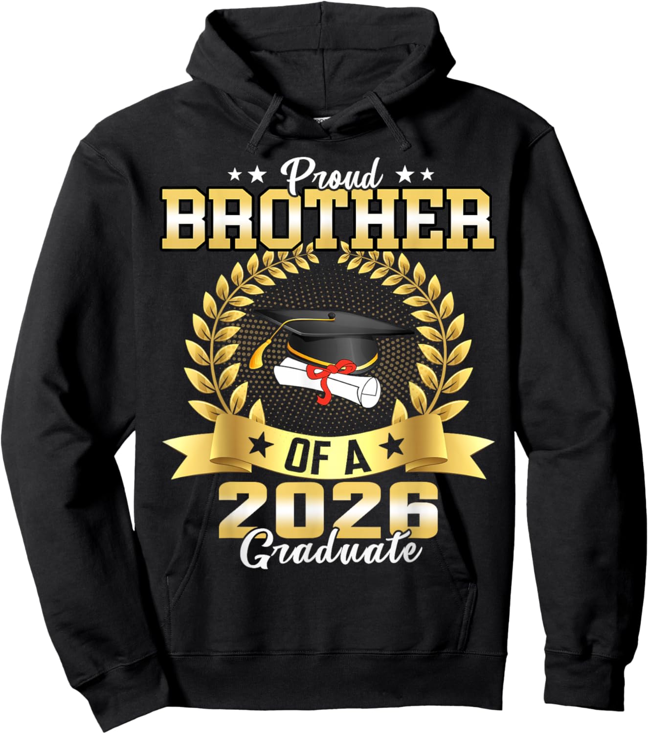 Proud Brother of a 2026 Graduate Grad Senior Graduation Gift Hoodie - Hoodie | Black