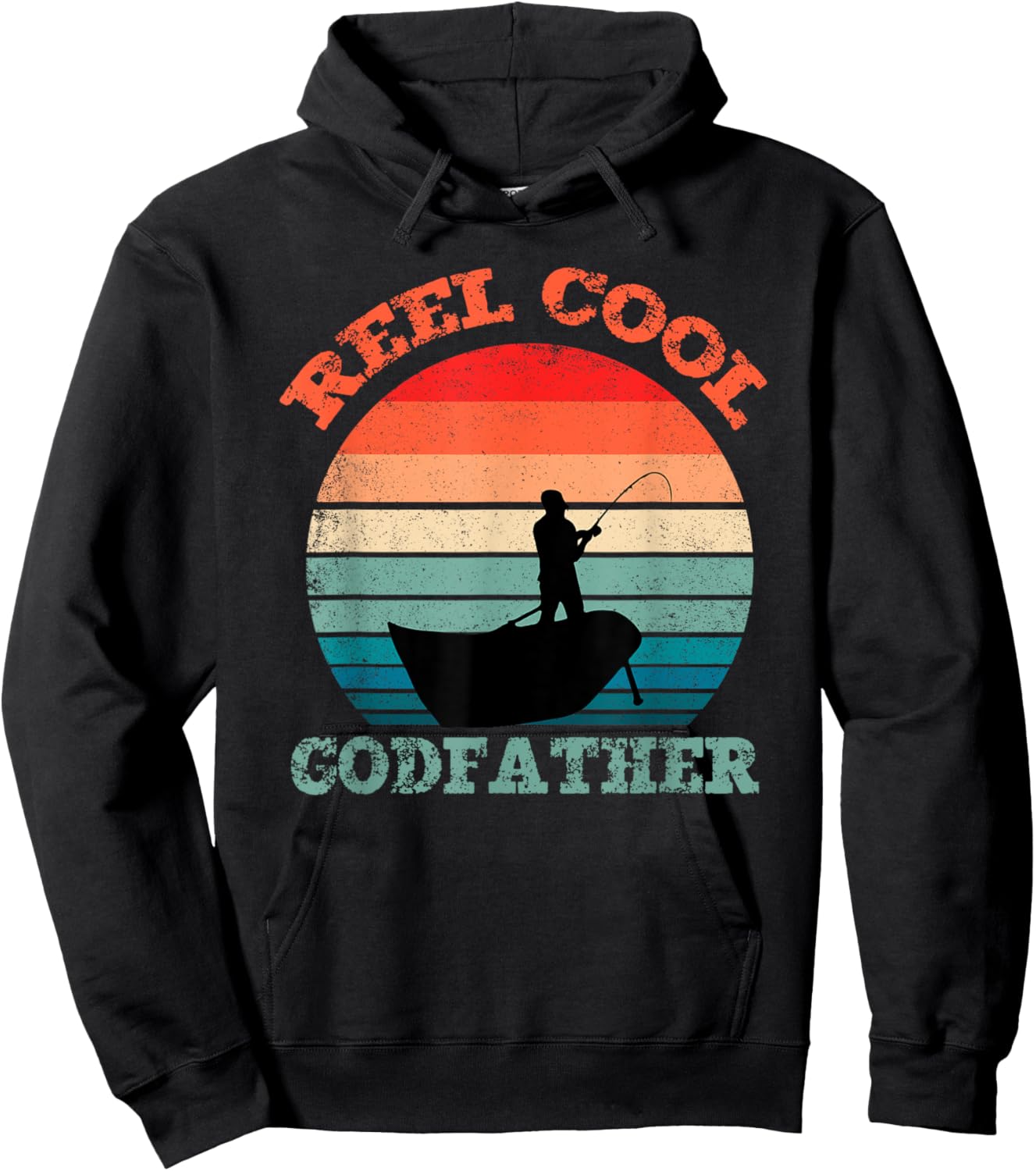 Reel Cool Godfather Fishing Funny Vintage Retro Hoodie - Hoodie | Black