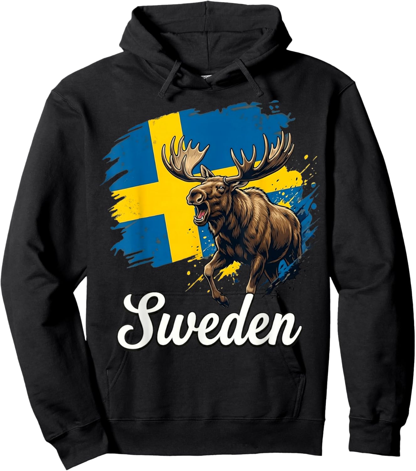Sweden Moose Flag Swedish National Animal Hoodie - Hoodie | Black