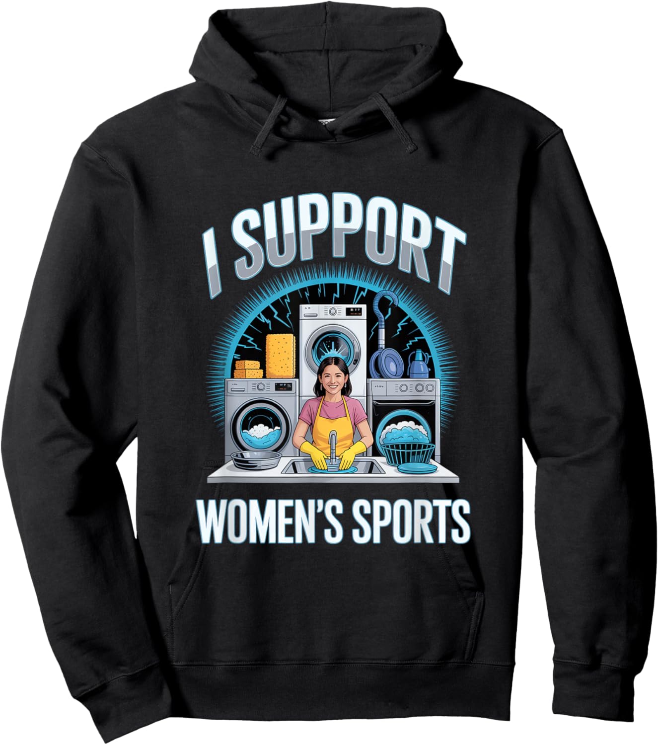 I Support Women's Sports Unwearable Aduld Humor Bootleg Hoodie - Hoodie | Black