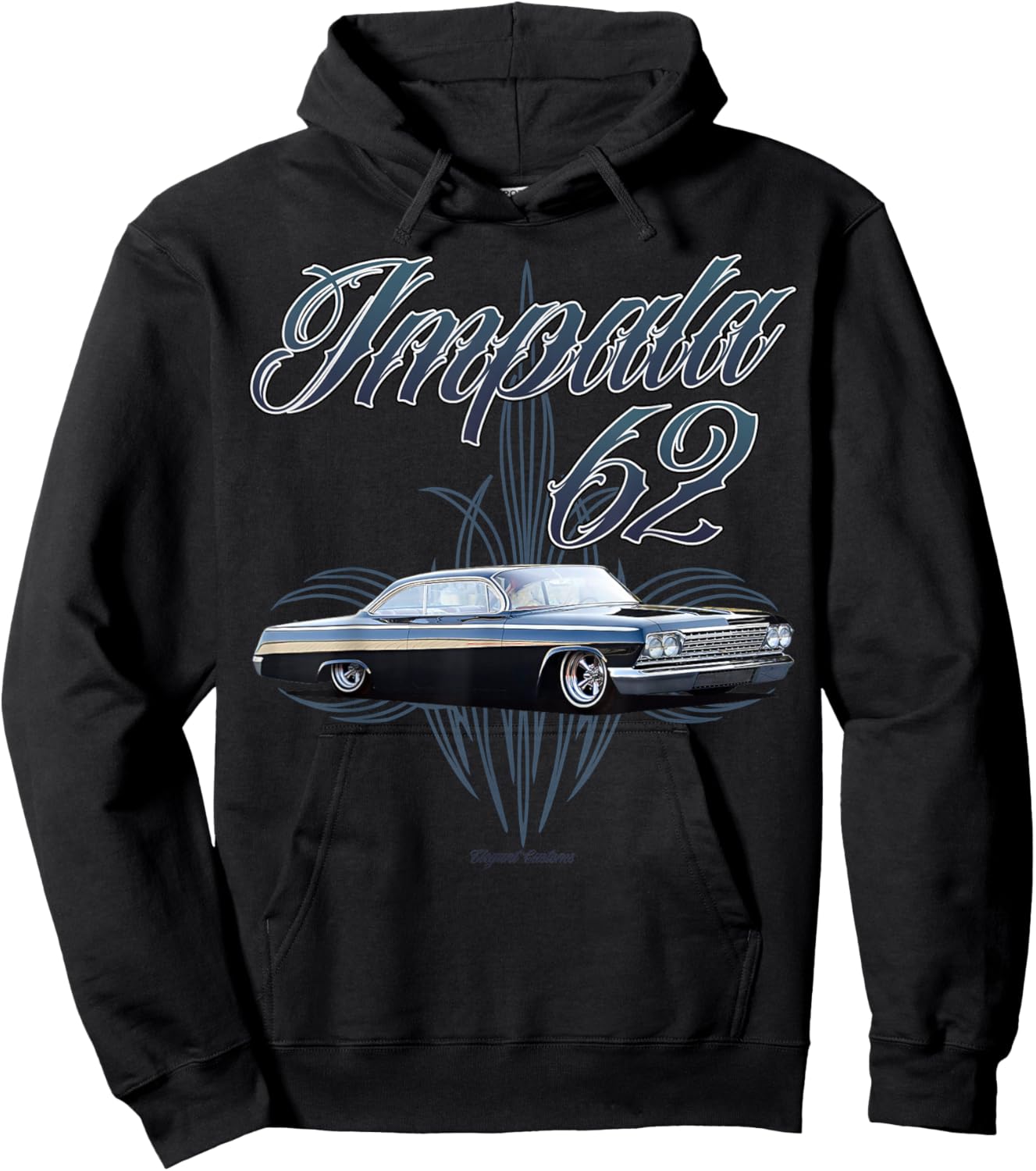 1962 Impala w text Low Rider Kustom Lead Sled Hot Rod Muscle Hoodie - Hoodie | Black