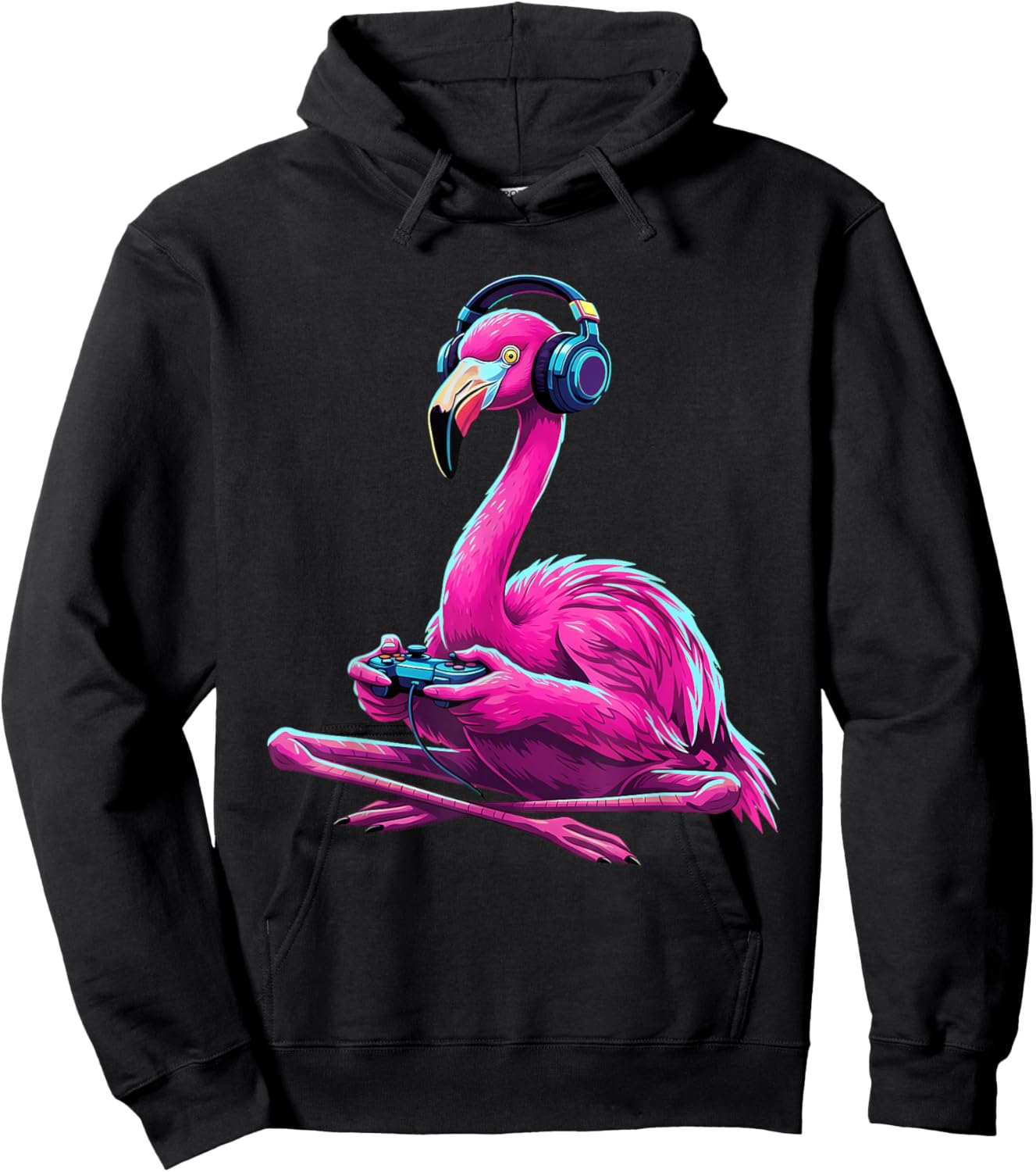 Flamingo Gaming Animal Video Games Funny Flamingo Hoodie - Hoodie | Black