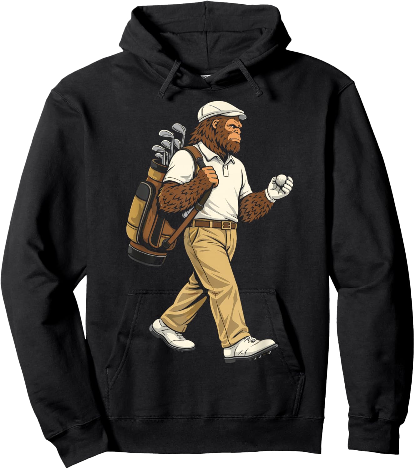 Bigfoot Golfer Funny Sasquatch Golfing Hoodie - Hoodie | Black
