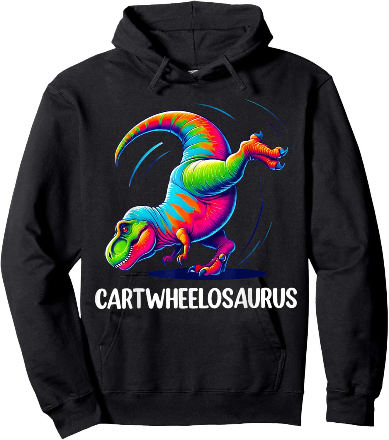 Funny Cartwheel Dinosaur Cool Cartwheel Gymnastics Rex Girls Hoodie - Hoodie | Black