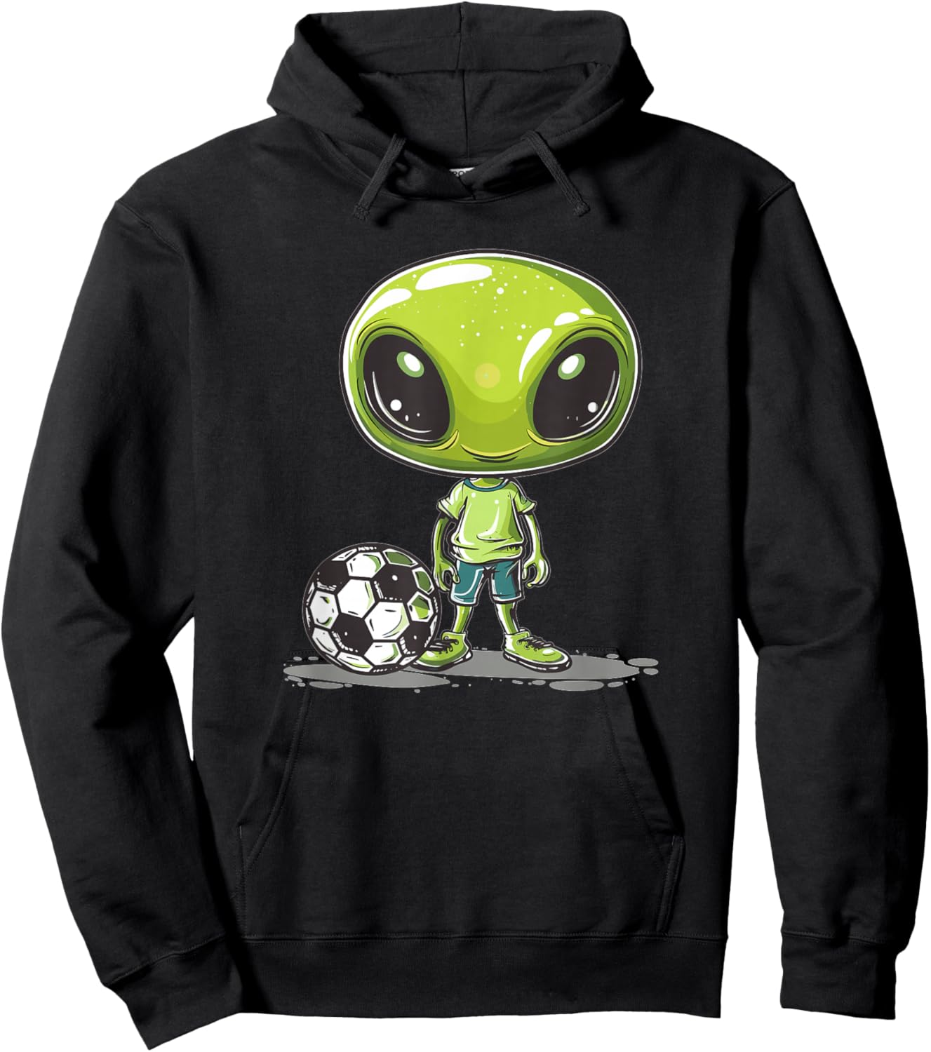 Cute Alien Soccer I Kids Soccer Alien Hoodie - Hoodie | Black