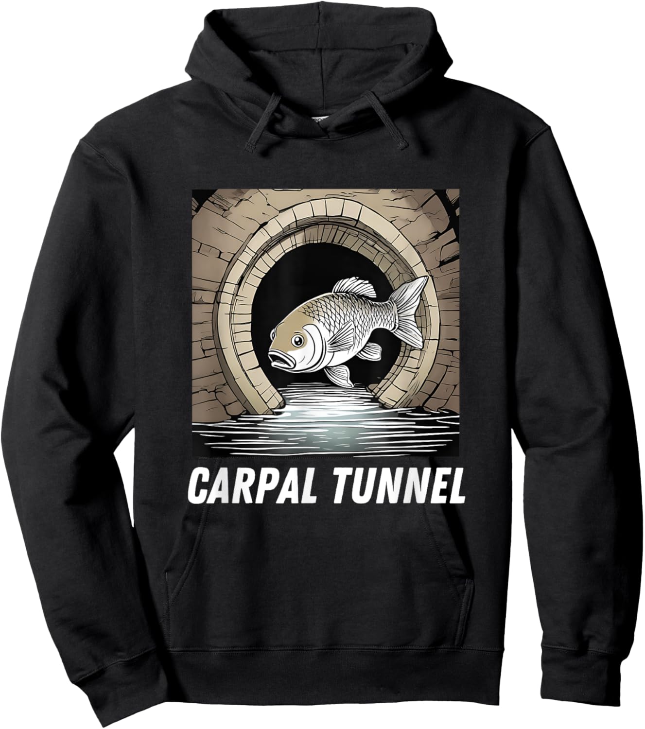 Carpal Tunnel Carp Fish in a Tunnel Pun Dad Joke Developer Hoodie - Hoodie | Black