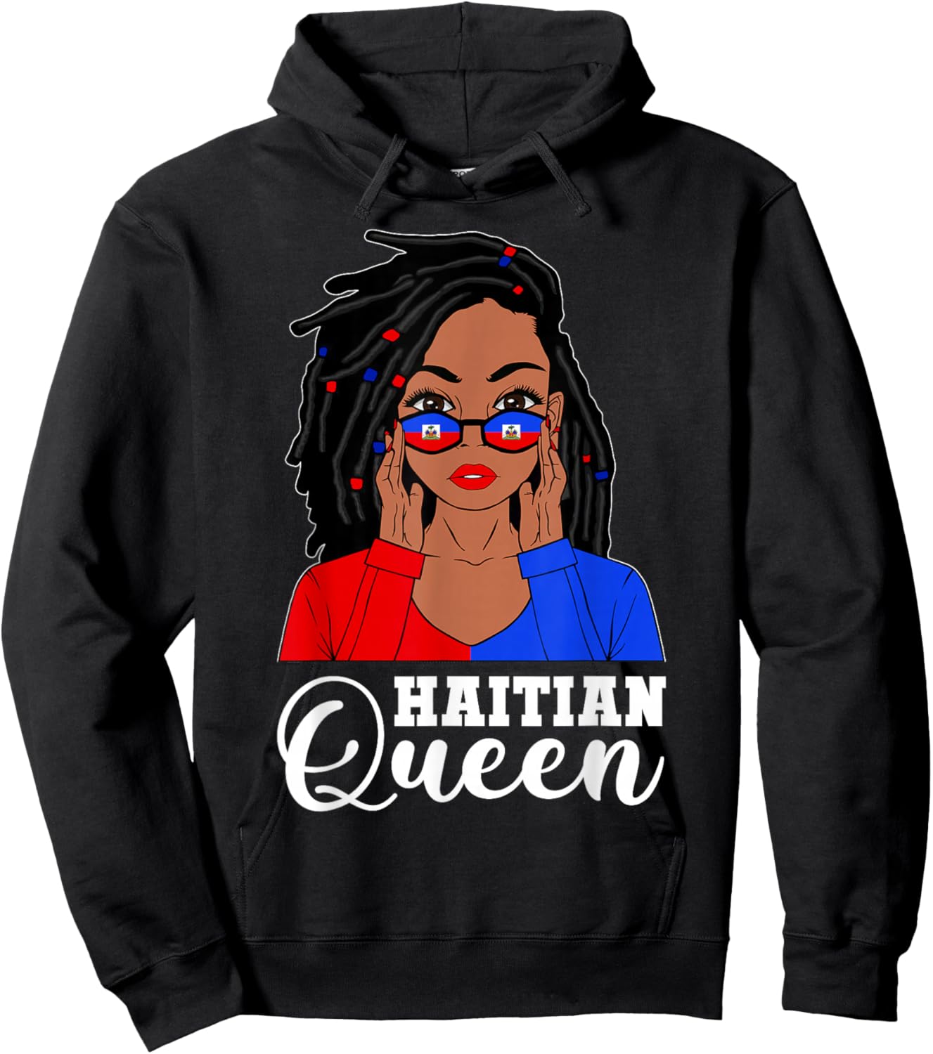 Loc'd Hair Haitian Girl Black Woman Haiti Haitian Queen Hoodie - Hoodie | Black
