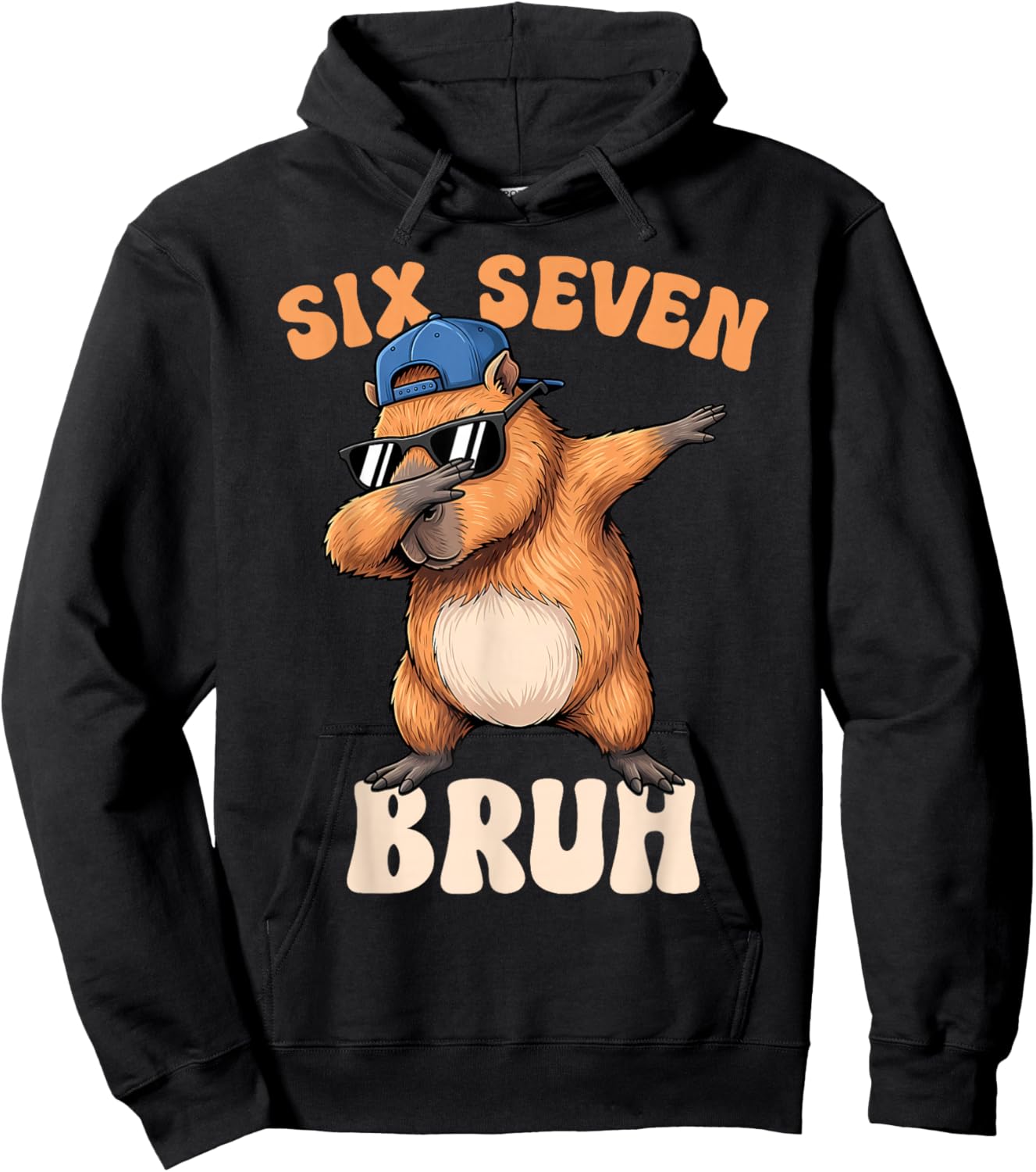 Capybara Six Seven Bruh Boys Girls Kids Capybaras 67 Meme Hoodie - Hoodie | Black